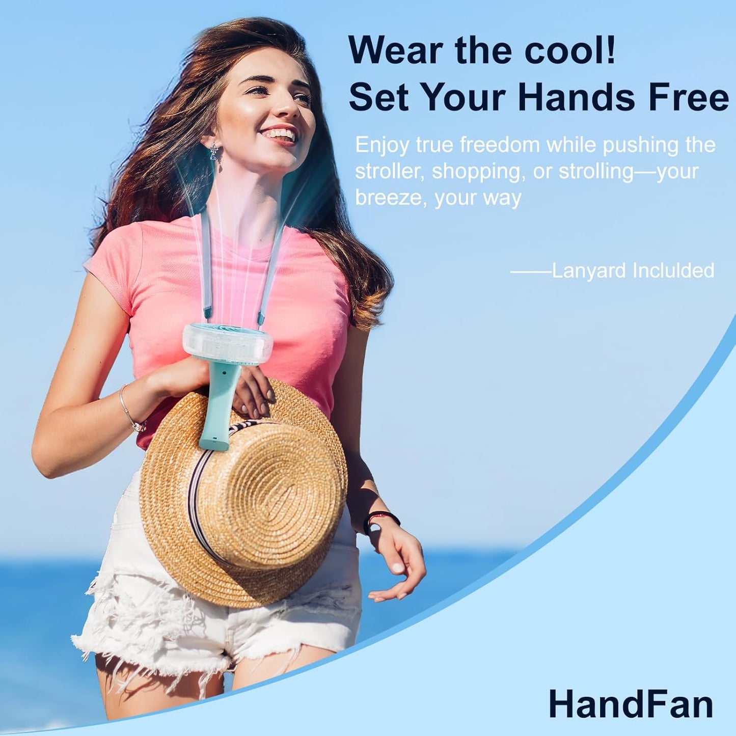 HandFan Upgraded Portable Handheld Misting Fan, Rechargeable Personal Mister Fan, Spray Water Mist Fans, Foldable Electric Mini Cooling Fans for Beach Travel Disney Makeup(Light Blue)