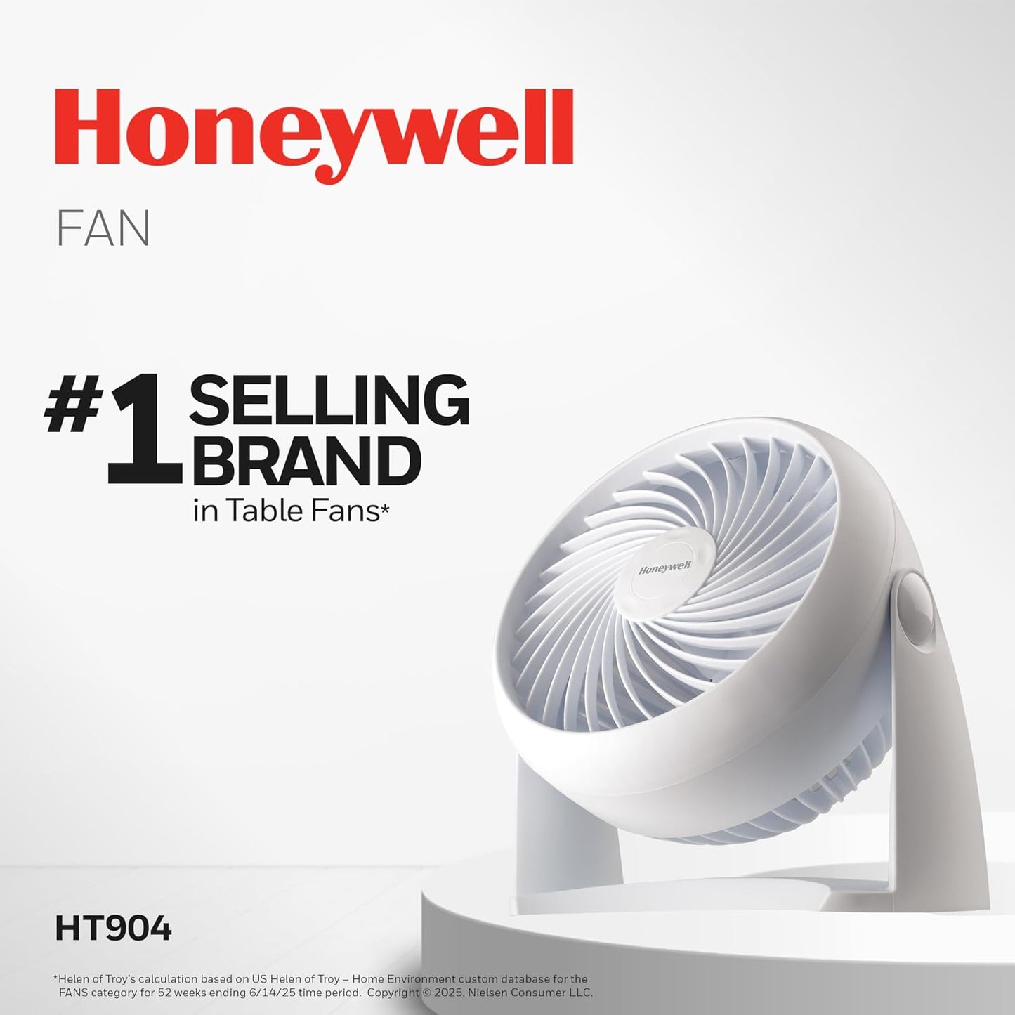 Honeywell TurboForce Air Circulator, Small Tabletop Fan, White, HT-904 | Quiet Personal Fan for Home or Office, 3 Speeds, 90 Degree Pivoting Head