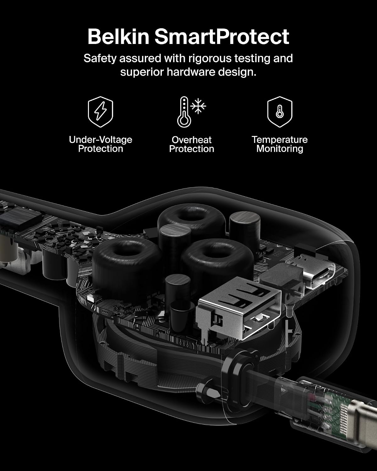 Belkin 75W USB C Car Charger, with 2.5ft. Retractable Cable | iPhone 15/16/17, Samsung Galaxy S26, AirPods, iPads, MacBook, Chromebook, Car Phone Charger