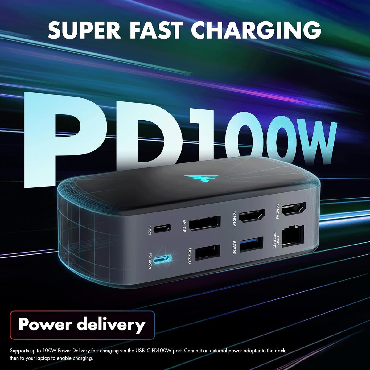 Type C 11 in 1 Wozoyo Docking Station, PD 100W, 2X4K@60Hz HDMI, 4K DisplayPort,2XUSB 5Gbps, 1 Gigabit Ethernet, SD/TF,AUX Port, Compatible Thunderbolt 4, macOS, Windows, Android & iOS