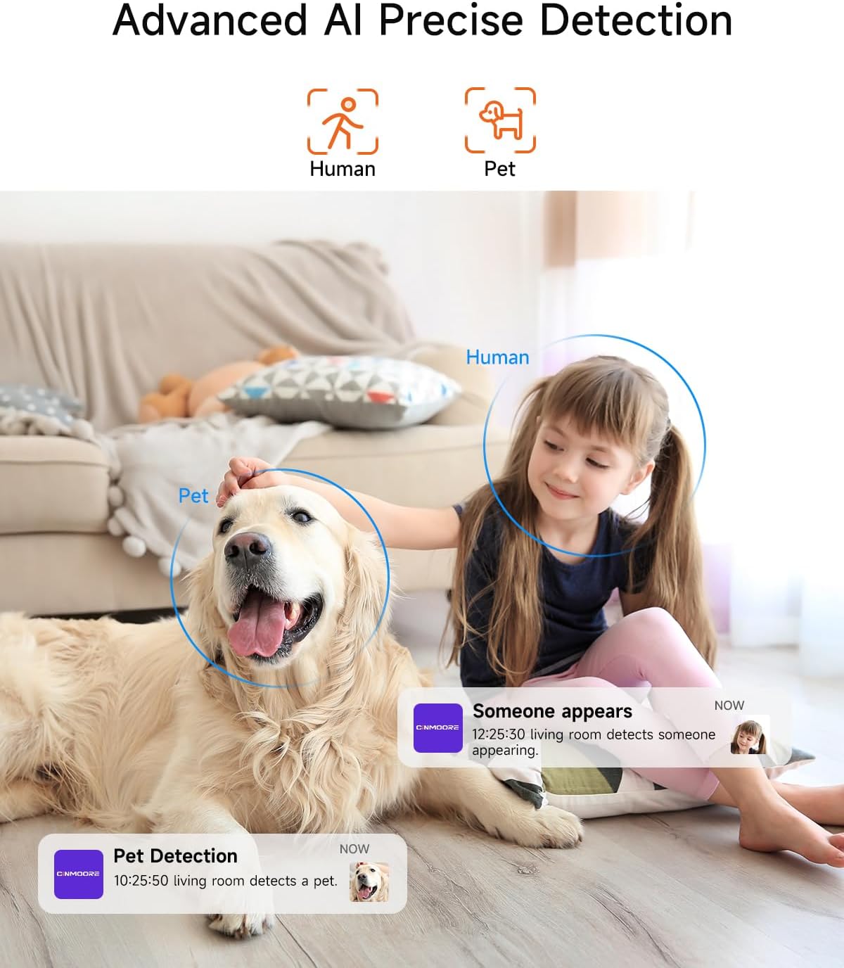 4 Pack 2.5K Cameras for Home Security, Non-Subscription AI Human/Pet/Crying Detection, 4MP Dog/Cat/Pet Camera Indoor with Phone App, Pan Tilt 2.4G WiFi Indoor Cameras, IR Night Vision, 2-Way Audio