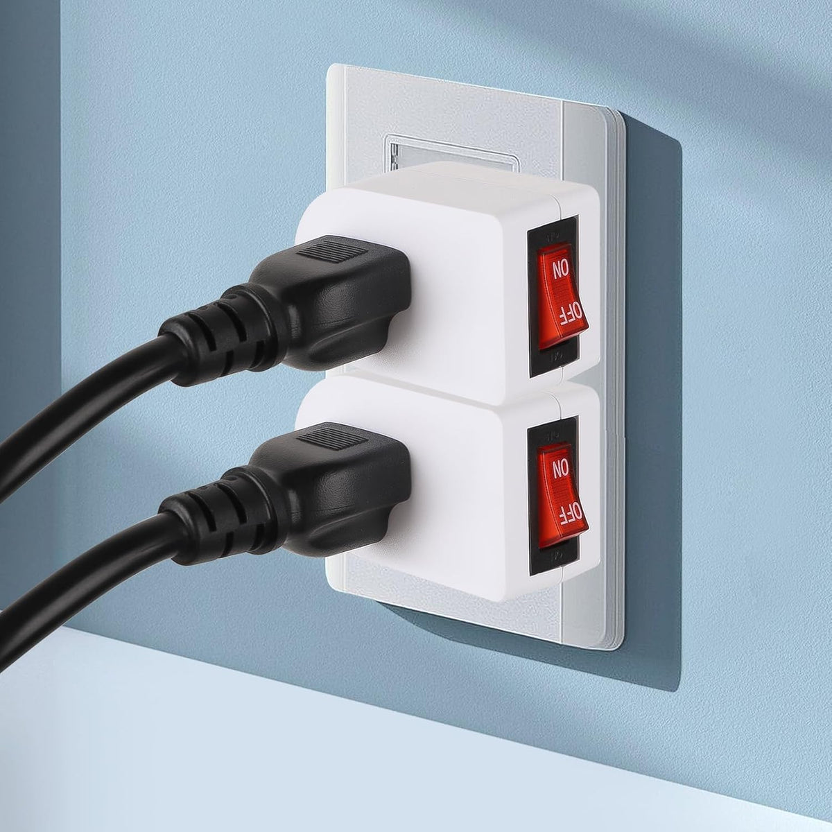 VSEER Grounded Outlet with ON Off Switch, Single Power Adapter Outlet Switch 15A 1875W/3 Prong Plug Switch in White, ETL Listed (White, 4 Pack)