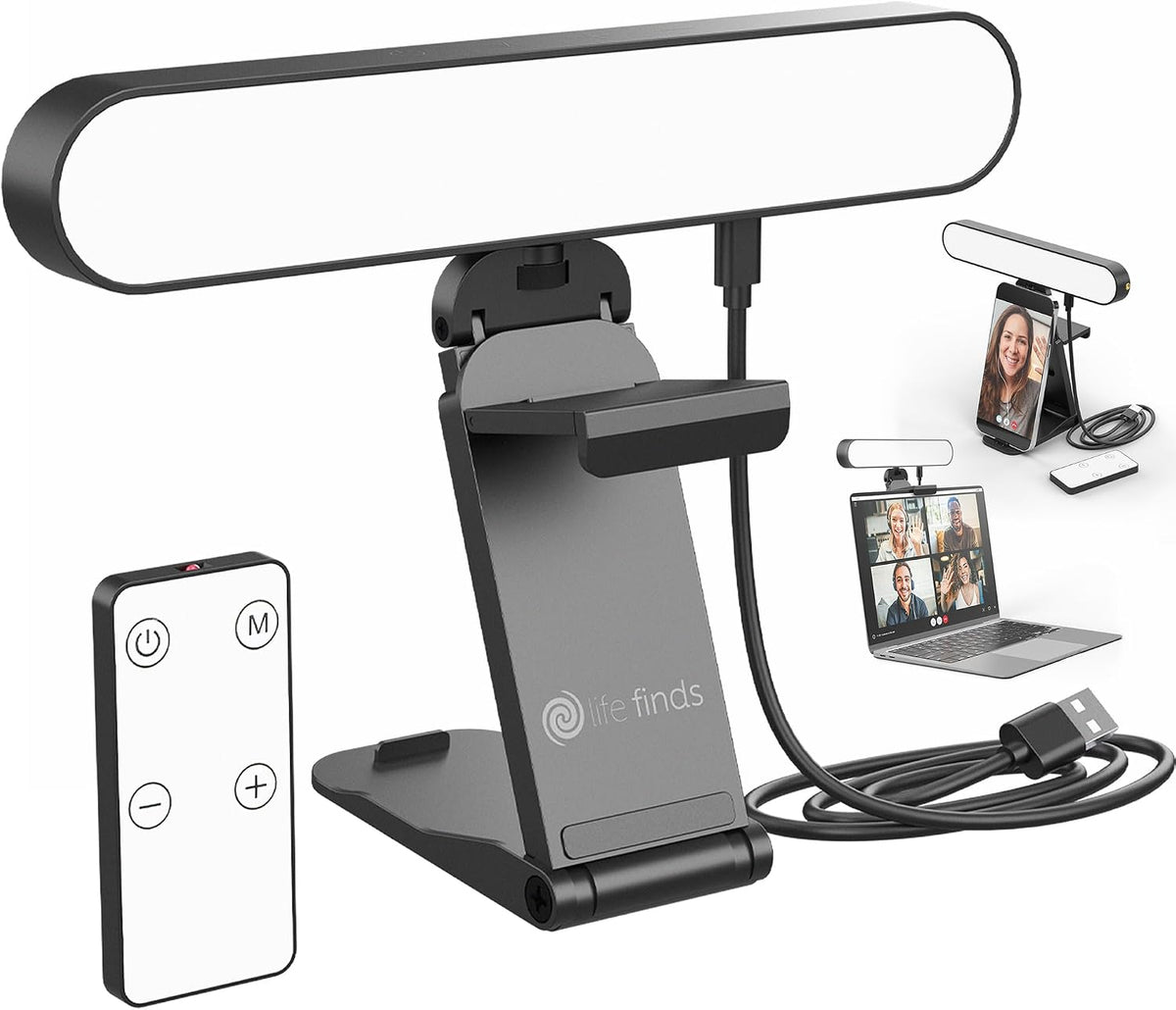 Life Finds Black Webcam Light for Streaming, LF-WL1