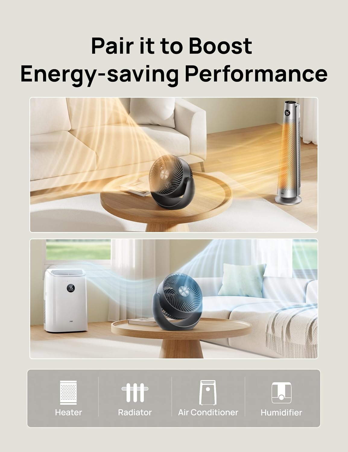 DREO Fan for Bedroom, Table Air Circulator for Whole Room, 11 Inch, 60ft Strong Airflow, 120° adjustable tilt, 20db Low Noise, Quiet, 3 Speeds, Desk Fan for Home,Office, Kitchen