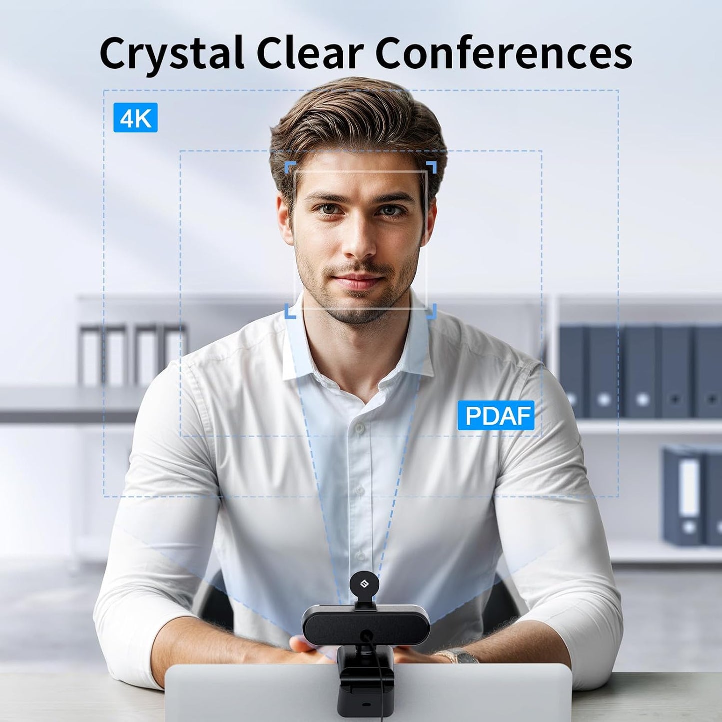 EMEET NOVA 4K Webcam for PC, Ultra 4K HD, PDAF Autofocus, Dual Omni Mics | 73° FOV, Auto Light Correction, USB-A, Privacy Cover, Ideal for High-End Business Meetings&Live Streaming