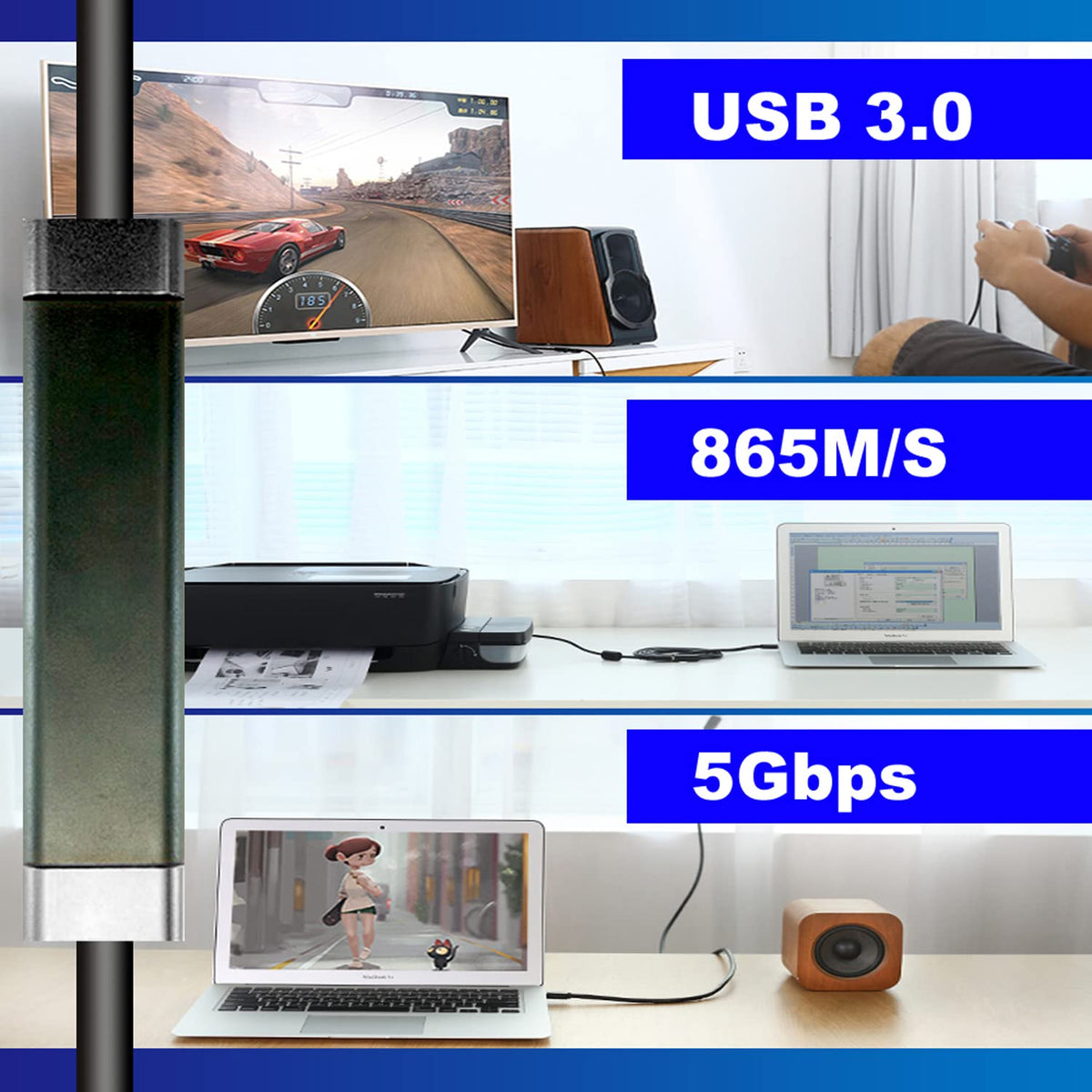 YOTETION Long USB3.0 A to A 80FT Cable,USB3.0 A Wire Rod to USB A 3.0 Cable Male to Male Data Compatible with Hard Drive, Camera, DVD Player, TV, Flash Light, Hub, Monitor, Speaker, and More