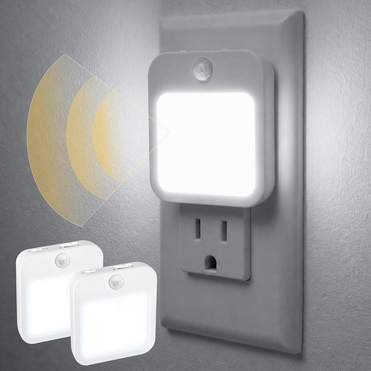 Plug-in Night Light with Motion Sensor, Dusk-to-Dawn Light Sensor