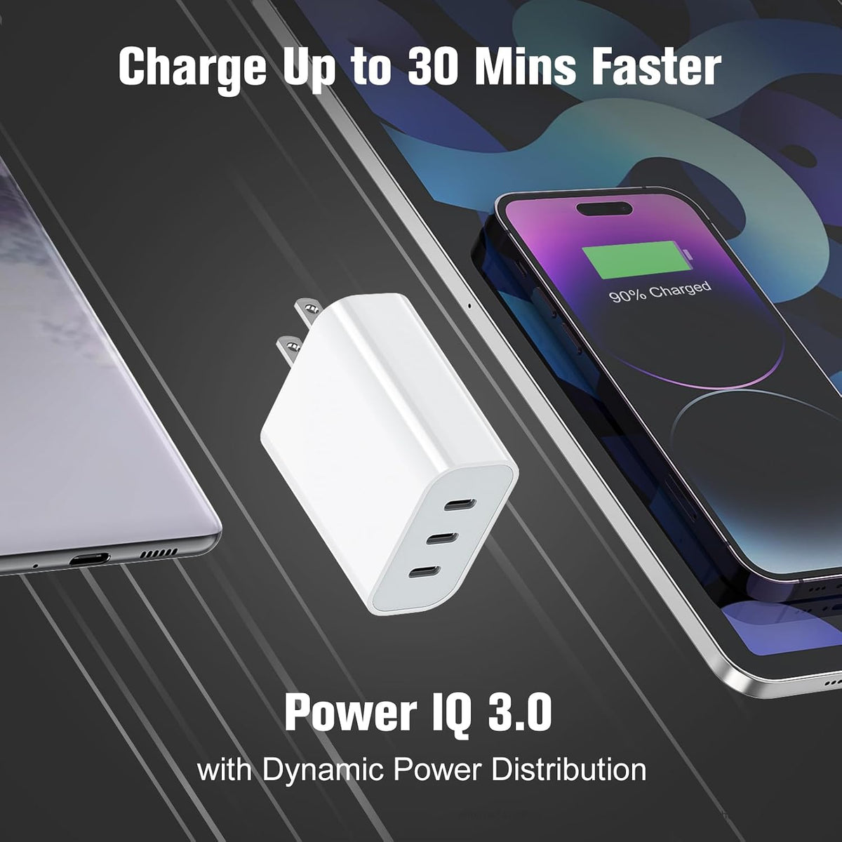 USB C Charger Block, Amoner 35W 3-Port USB C Block Fast Wall Charger