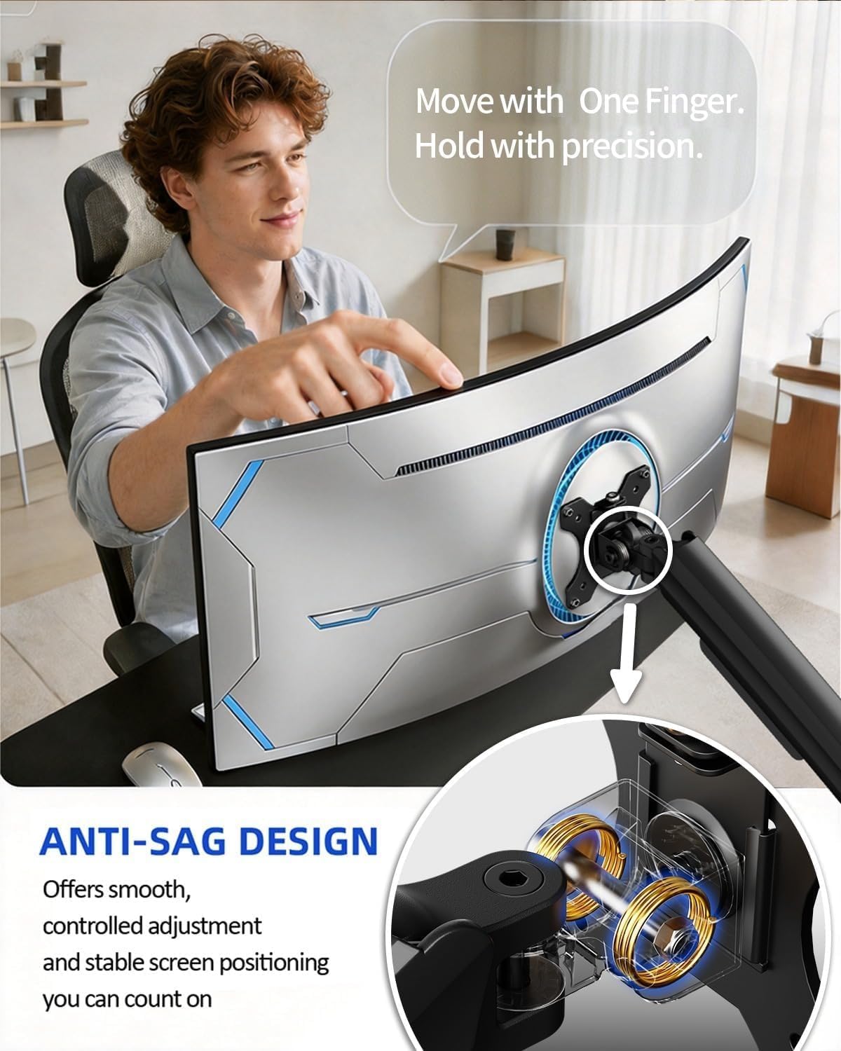ErGear Heavy Duty Monitor Arm for 13-49″ Ultrawide Screens, 37.4 lbs Capacity, Full Motion Monitor Desk Mount, Rock-Solid Support, Dual C-Clamp & Grommet Mount, VESA 75x75/100x100mm