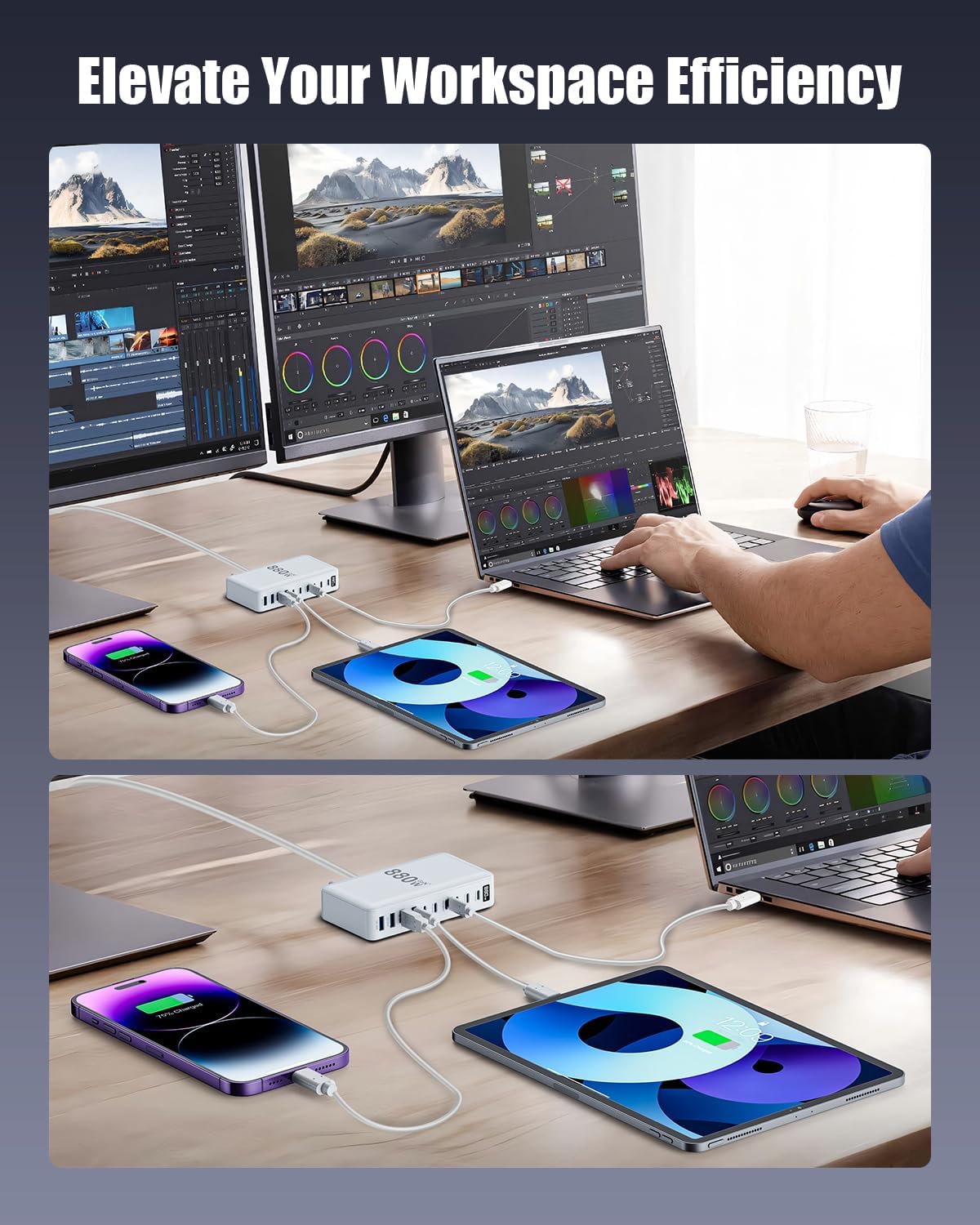 USB C Charger 880W USB C Charger Block,GaN IV 10-Port Charging Station Hub