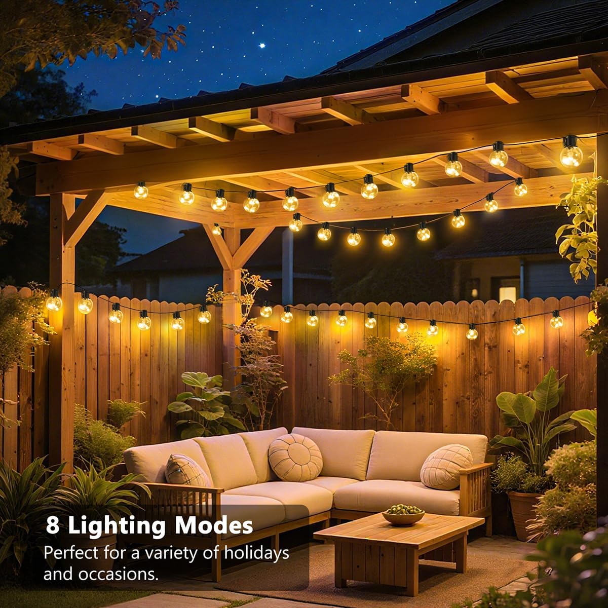 30ft Outdoor String Lights Battery Powered, 20 G40 LED Patio Bulbs | Warm White,Dimmable,Remote,Timer,IP65 Waterproof Hanging Globe Bulb Shatterproof for Backyard Balcony Bistro Christmas Decor