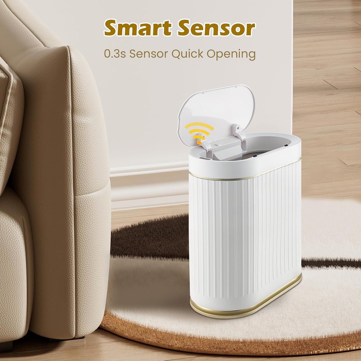 SYNCVIBE Bathroom Trash Can with Lid, 2 Gallon, Motion Sensor