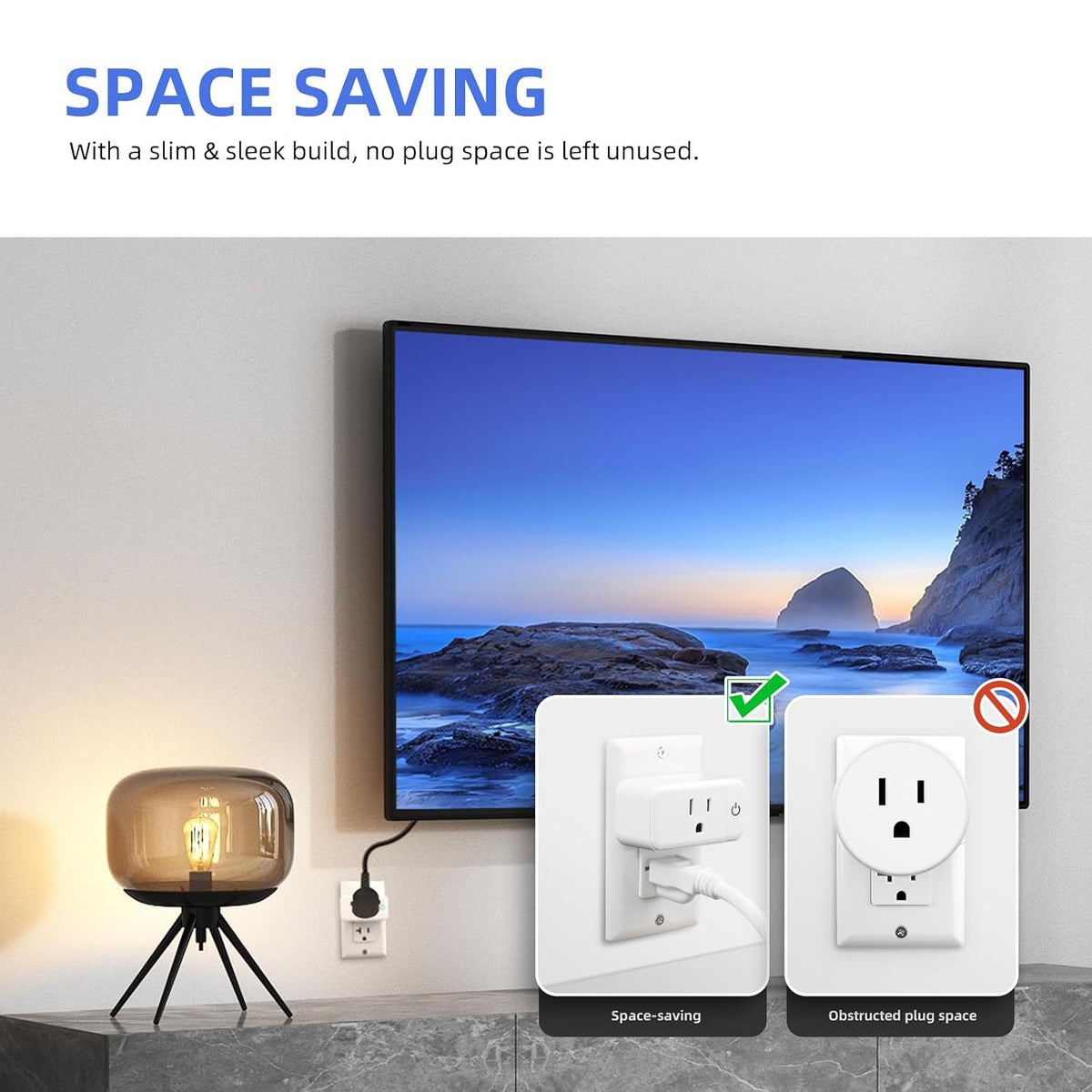 Mini Smart Plug, Alexa & Google Assistant, 15A 2.4G WiFi, ETL&FCC, 2 Pack