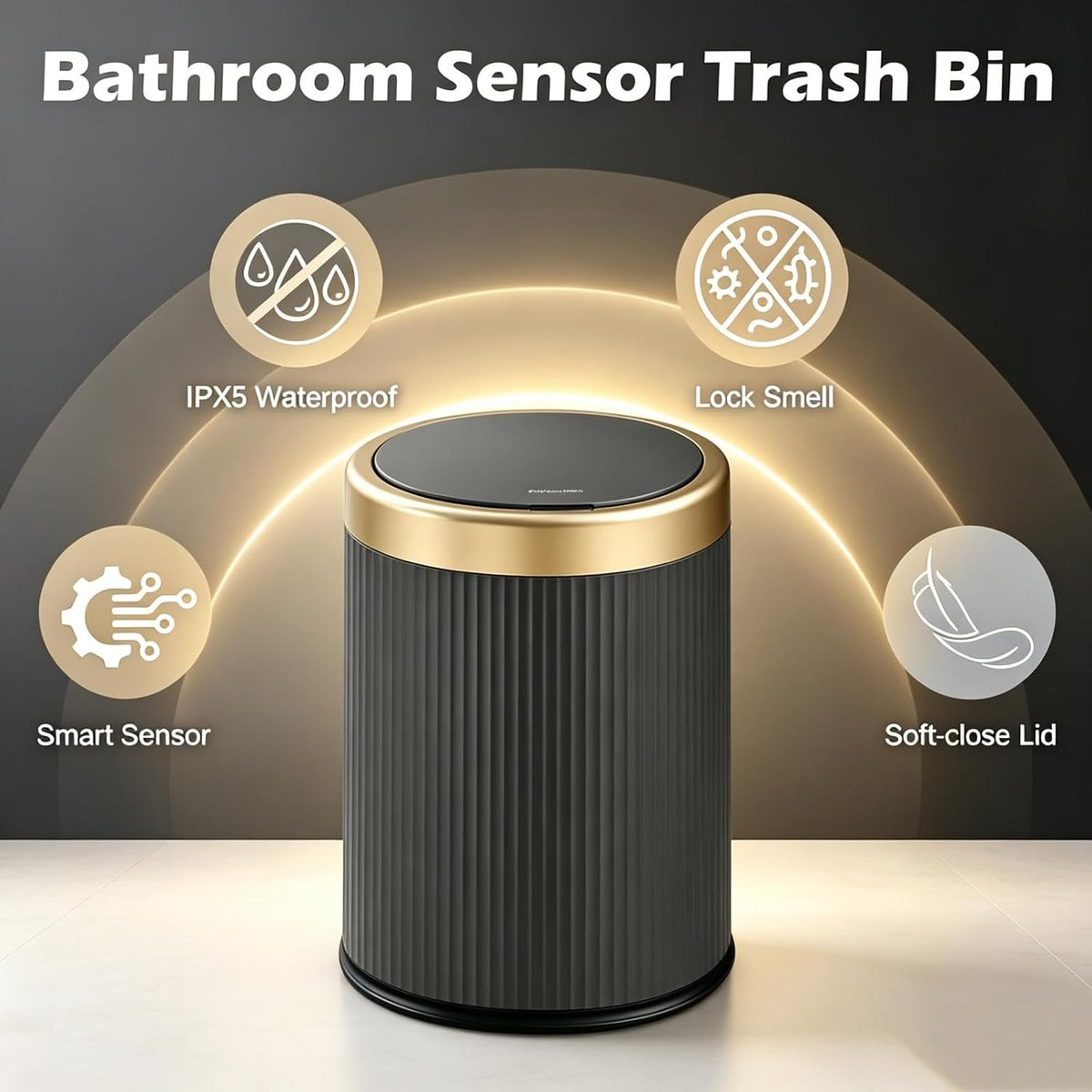 URALFA Bathroom Trash Can Automatic Touchless, Motion Sensor Trash Can