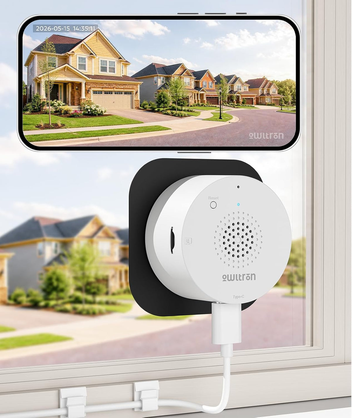 owltron Window Camera 3MP, 5G & 2.4GHz WiFi Indoor Cameras for Home Security with Al Color Night Vision, Human/Motion Detection, Anti-Glare, 24/7 Recording, Real-Time Alerts, Easy & Quick Install