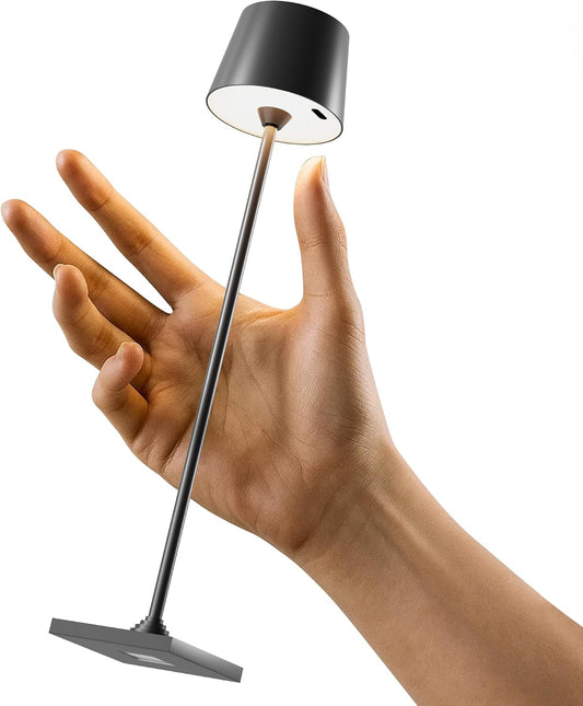 Timjorman Compact Cordless Table Lamp, Rechargeable LED Night Light, Dual Light Source (RGB Top & Warm Bottom), Touch Control & Timer, Metal Lamp for Bedroom & Kids Room (Black 1pack)