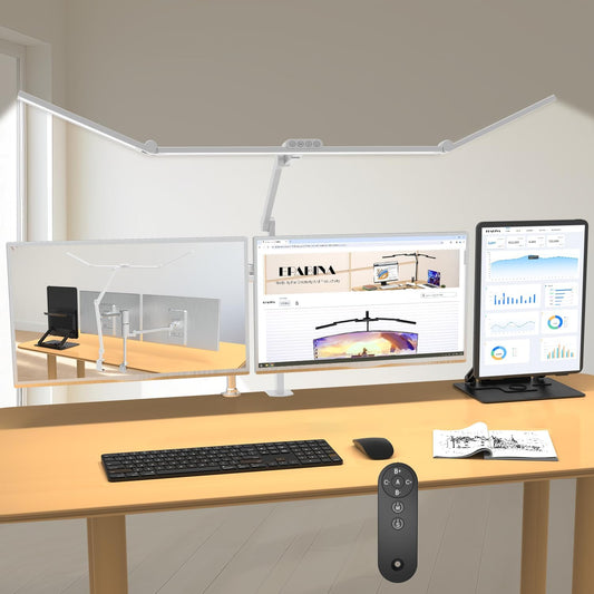 EPABINA 36W Ultra Bright Architect Desk Lamp with Clamp, Tall Overhead Rotatable Led Desk Light for Home Office, 47Inch Long Adjustable Monitor Light Bar with Remote for Computer Screen Desktop Table