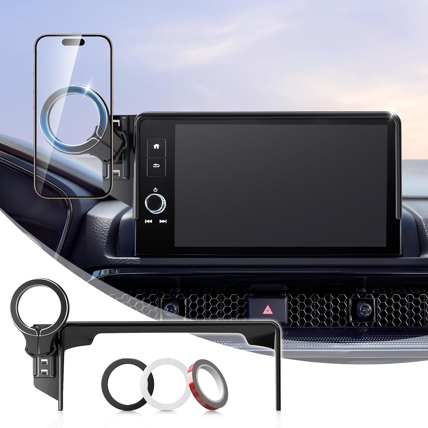 pop-tech Car Phone Holder for Honda CR-V HR-V 2023 2024 2025 2026: for MagSafe Magnetic Cell Phone Mount for HRV CRV Accessories 7/9 inch Screen - Touchscreen Cradles Strong Magnets for iPhone Samsung