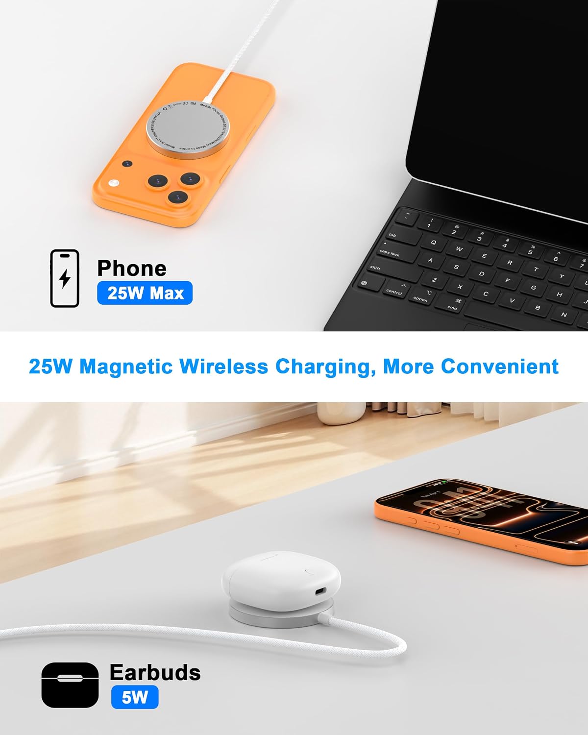 [Apple MFi Certified] 25W Magnetic Wireless Charger Apple Mag Safe Charger | 40W USB C Charger Block & 25W Mag-Safe Wireless Fast Charging Pad, for iPhone 17 16 15 14 13 12 Pro Max/AirPods 4/3/2/Pro
