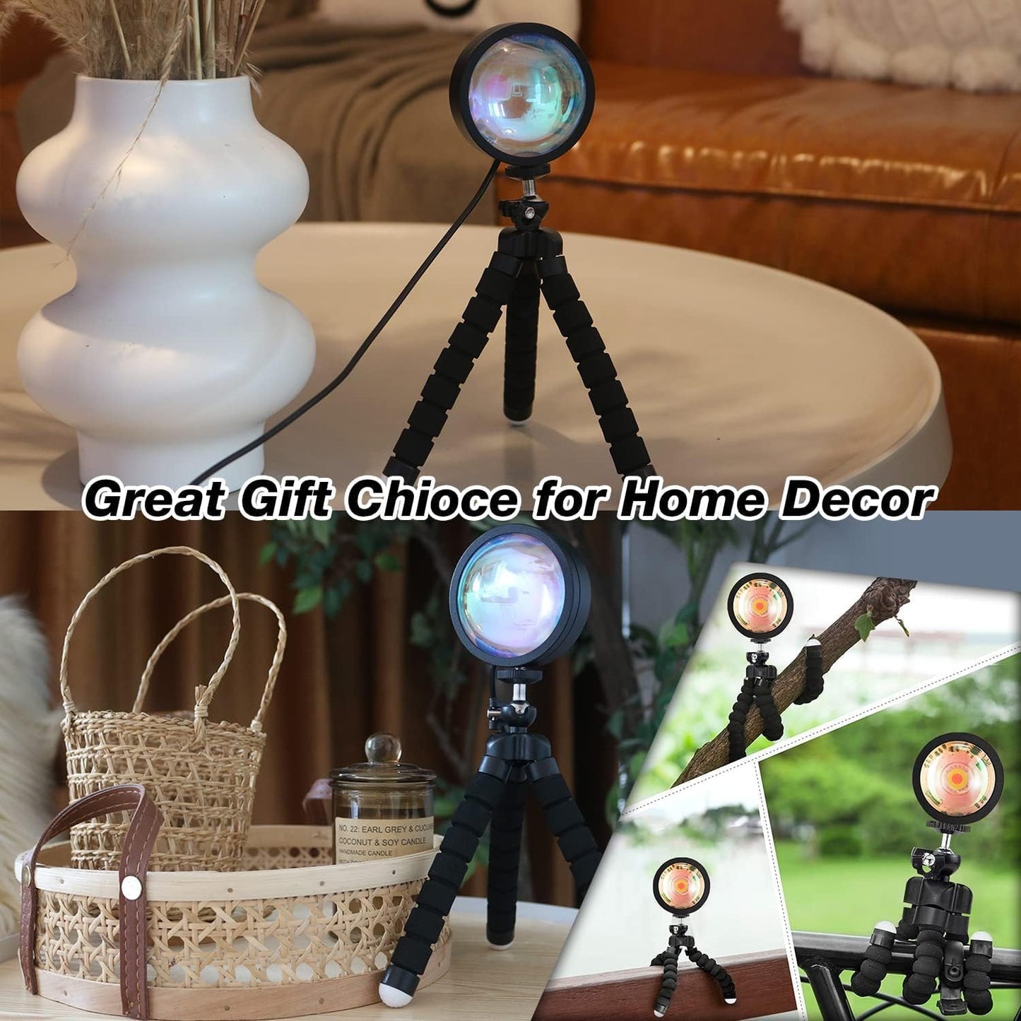 JIMEI Sunset Lamp Projector Led Lights for Bedroom Night Light RGB Lights Sun Sunlight Sunrise Lamp 10w 360° Rotation Mood Lighting Home/Room Decor Christmas Gifts for Women,Triangle Multicolor