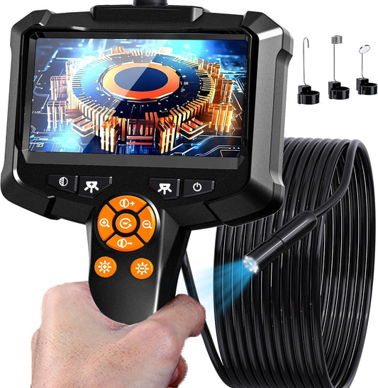 Daxiongmao Borescope 1080P Industrial Endoscope Inspection Camera | Mechanical Tool for Automotive, HVAC, Plumbing, 4.3" IPS Screen, IP67 Waterproof & 16.5ft Semi-Rigid Flexible Snake Probe