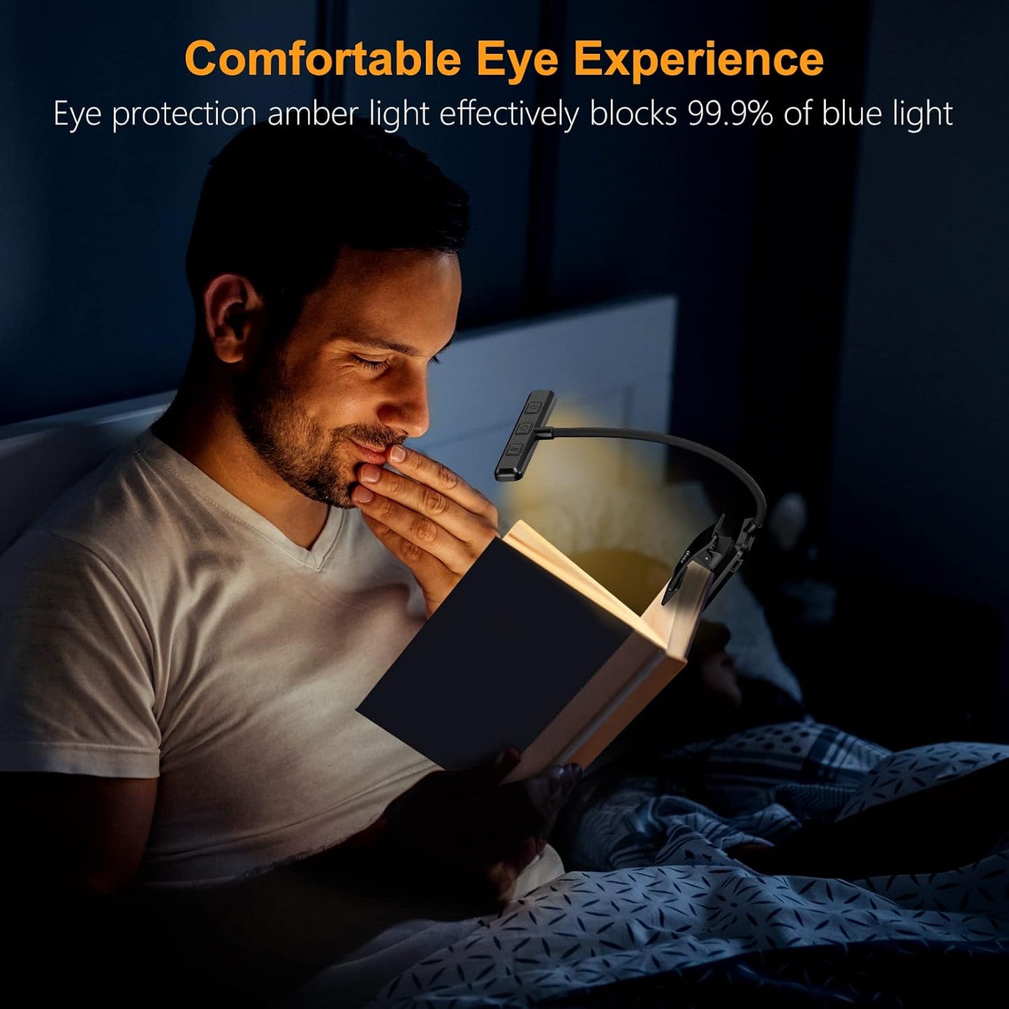 Gritin 19 LED Rechargeable Book Light for Reading in Bed | Eye Caring 3 Color Temps,Stepless Dimming Brightness,Memory Function,90 Hrs Runtime Lightweight Clip on Light for Book Lovers