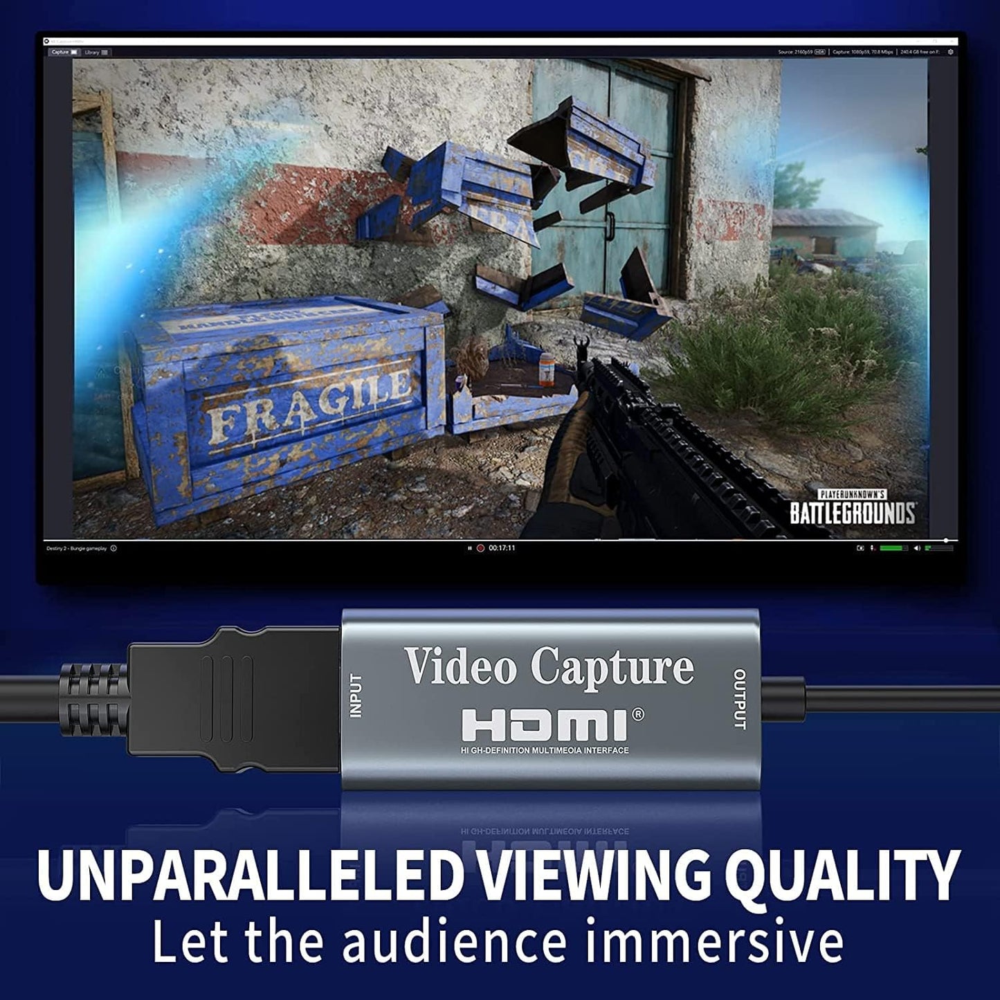 Papeaso Video Capture Card, Video Recording Card Wonderful 4K HDMI to 1080P USB C for Gaming Streaming TV Recorder, for Windows Mac OS System with USB C Adapter to Adjust PS4, Switch, Xbox1