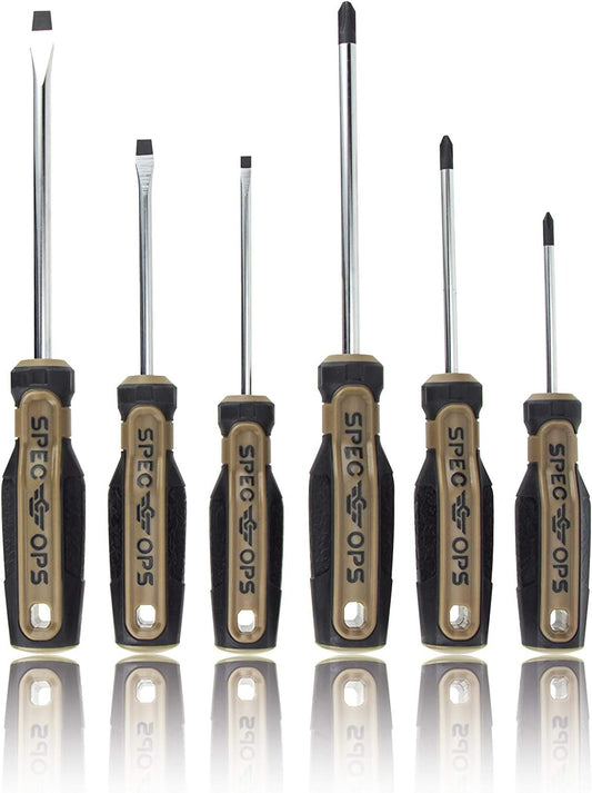 Spec Ops Tools Screwdriver Set for Professional Construction & Jobsite Use, Phillips and Slotted Drivers with Magnetic Tips, 6-Piece