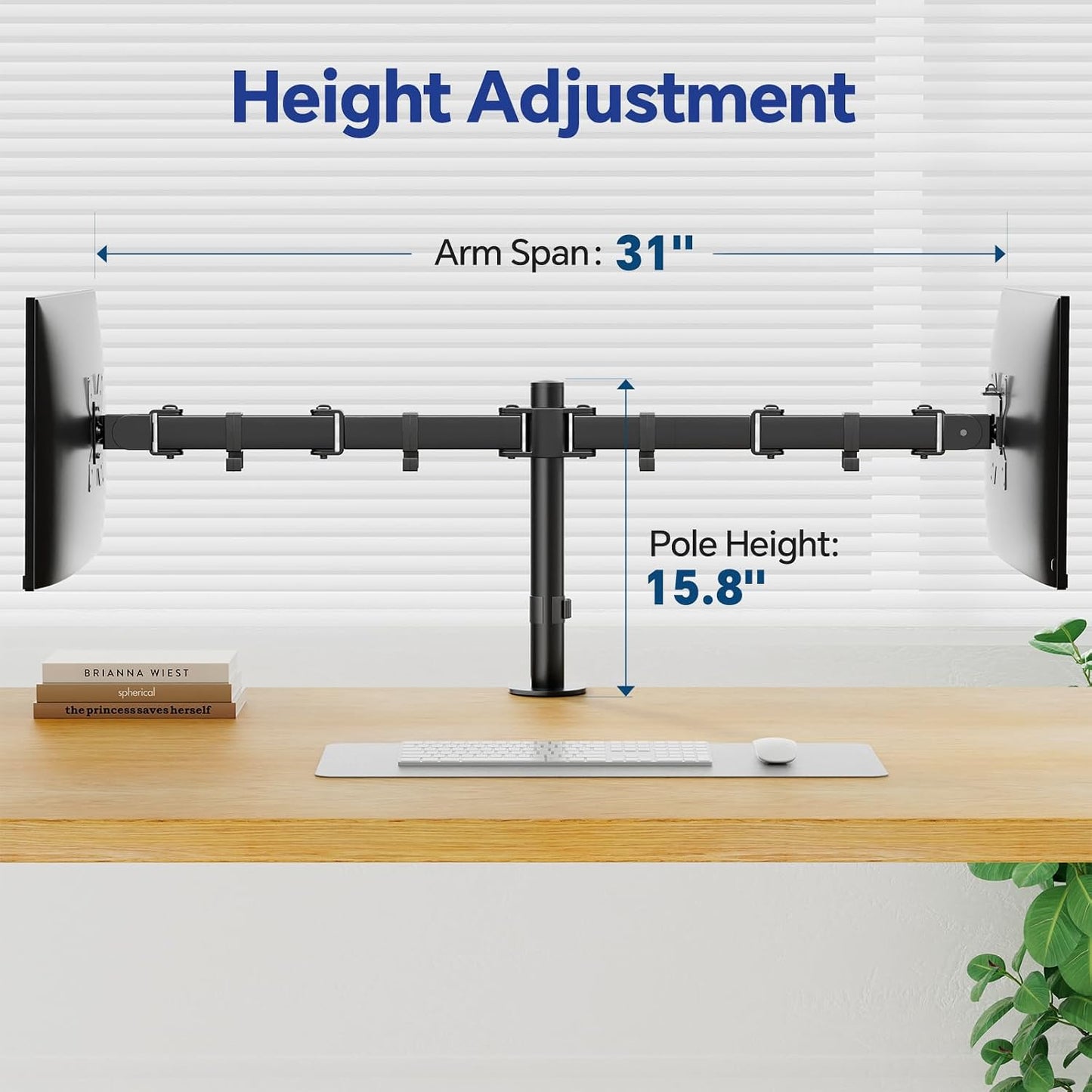 Simple Trending Dual Monitor Stand, Monitor Arm, Heavy Duty Adjustable Monitor Desk Mount for 2 Screens up to 27 Inches, (Black)