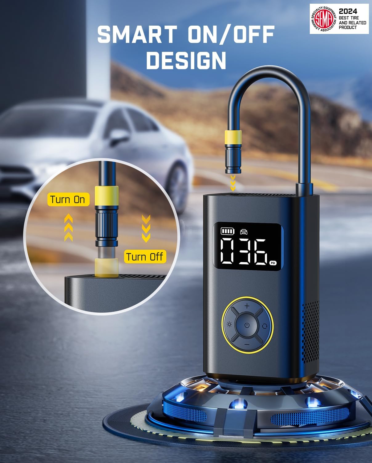 Fanttik X9 Pro Portable Tire Inflator for Compact Car, 1Min Fast Inflate | Digital Tire Pressure Gauge, Storage Design, Auto Stop, Powerful Battery, for Compact Car, Electric Bikes, Motorcycle, Ball