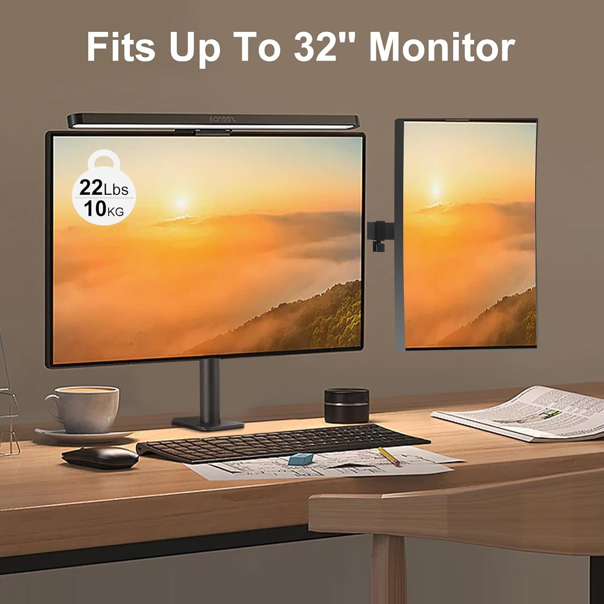 Dual Monitor Desk Mount Easily Set Up，Fully Adjustable Monitor Mount for 2 Monitors Up to 32 Inch,Heavy Duty Monitor Stand Holds up to 22 LBS,Dual