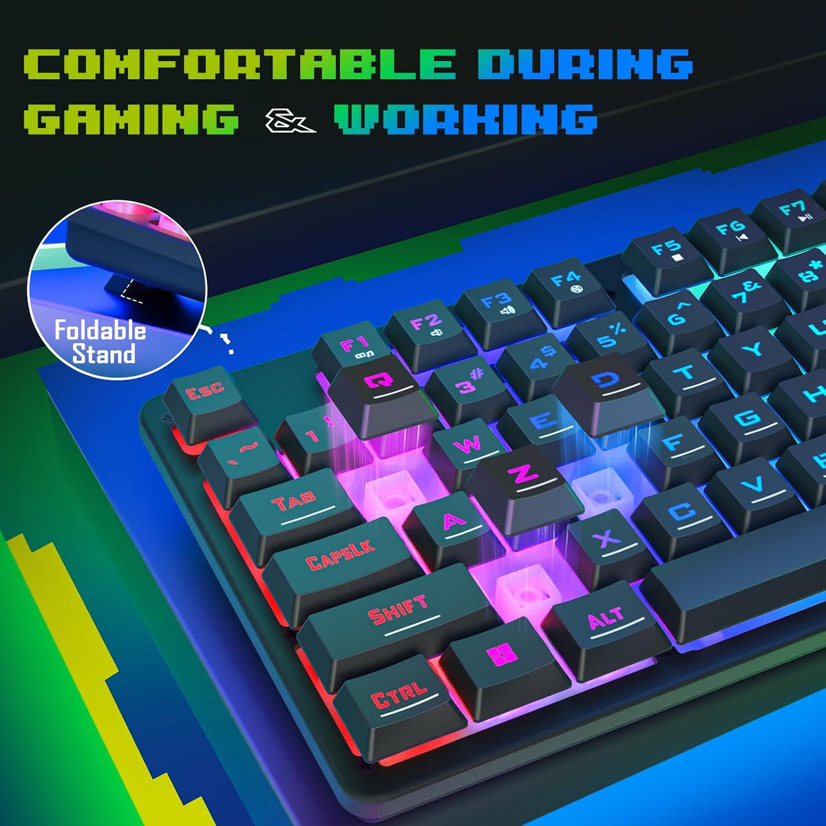 Redragon Updated S107 Gaming Keyboard and Mouse, RGB Gaming Keyboard and 10000 DPI Mouse Combo with 25-Key Anti-Ghosting, 1K Hz Programmable Mice with Software, Plug & Play to PC, Laptop [Upgrade]
