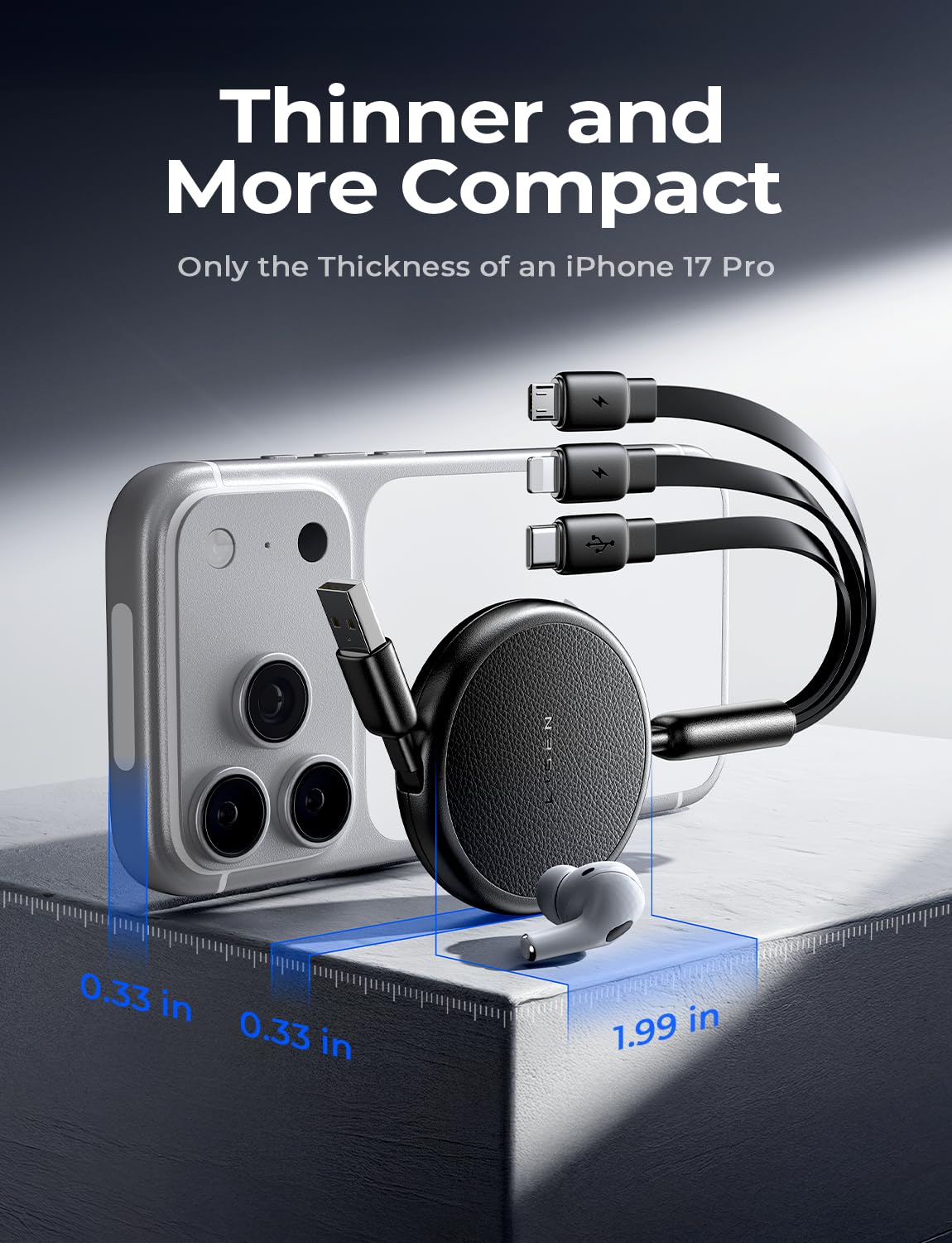 LISEN Multi Charging Cable, Retractable Car Charger for Multiple Devices