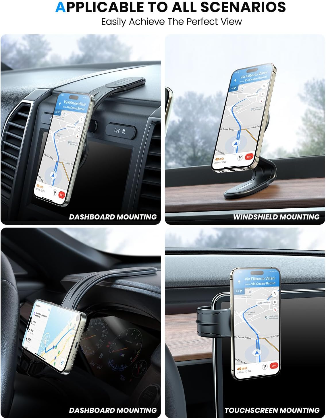 MagSafe Car Mount Detachable, Bendable Magnetic Phone Holder for Car | 8.5” Aluminum Arm, 20 Strong Magnets, 3M hook-and-loop, Dash, Fit iPhone 17 16 15 14 Pro Max Mini Mag Safe Accessories