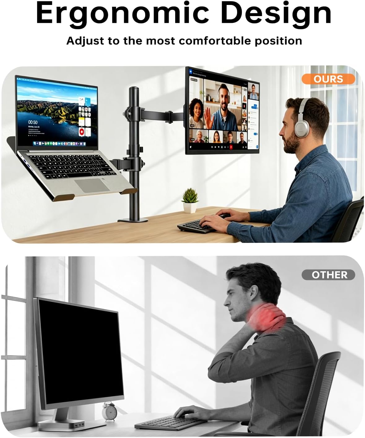 Afaloona Dual Monitor and Laptop Stand for 13-32" Monitor & 11-17" Laptop