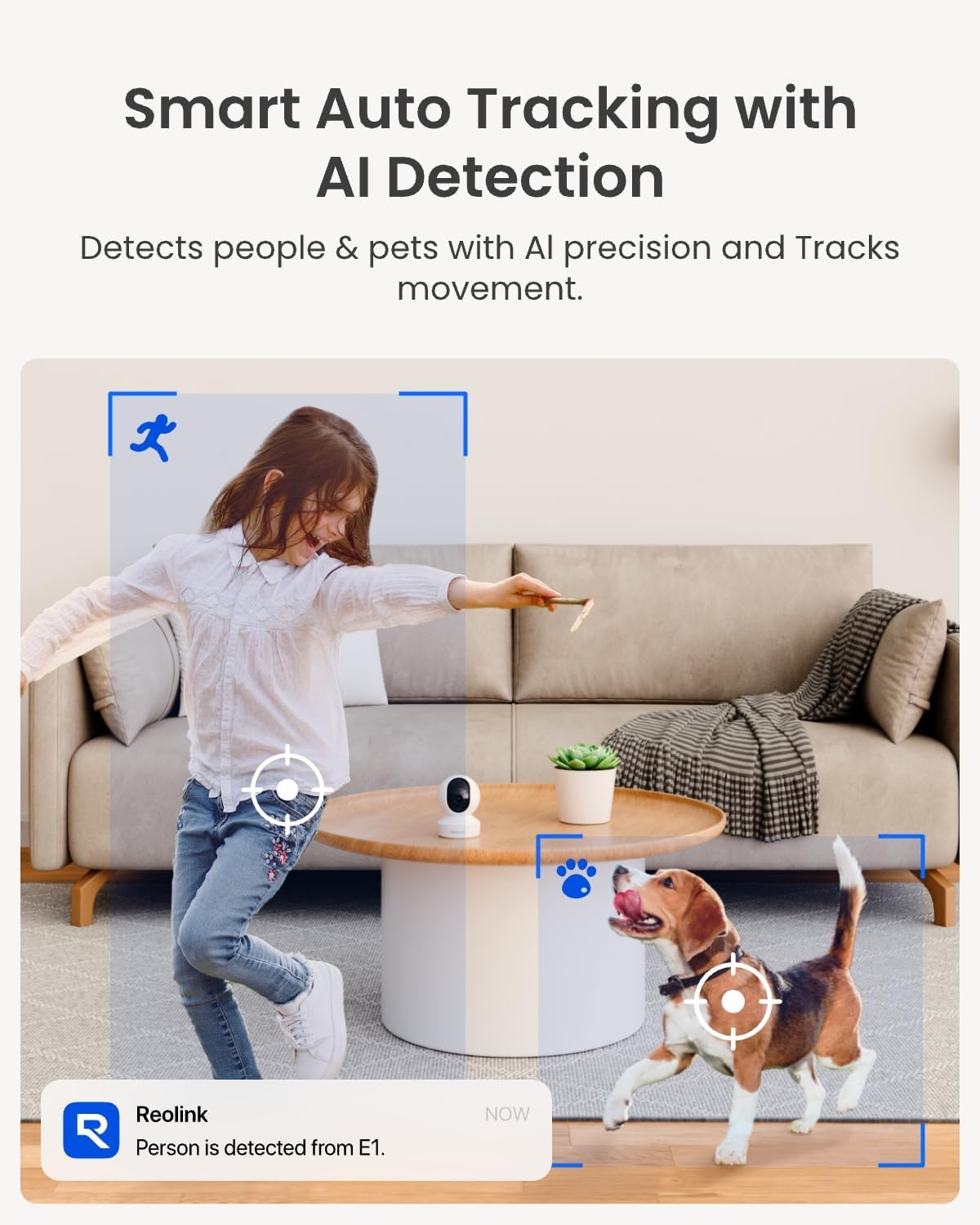 REOLINK 4MP 2K Indoor Camera E1, Plug-in WiFi 6 Security Camera | 360 Degree Pet Camera with Phone app, Baby Monitor with Person/Pet/Cry Detection, Night Vision, 2-Way Talk, Local Storage
