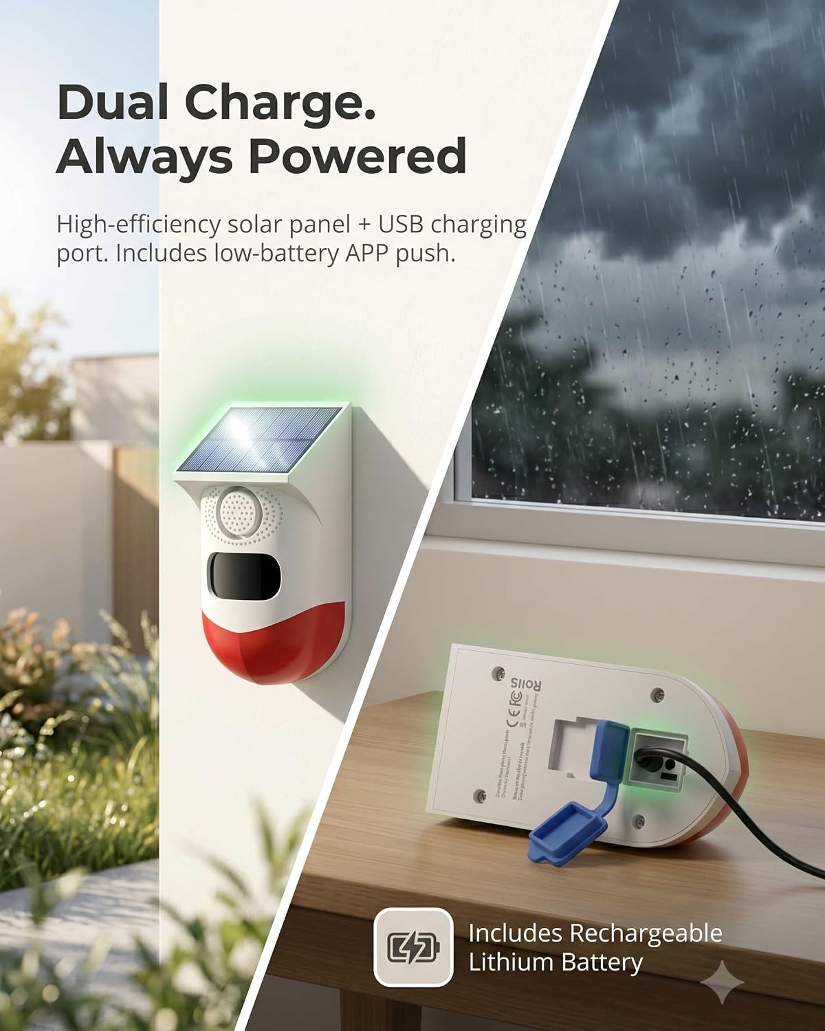 PILSAMAS WiFi Smart Solar Motion Sensor Alarm Outdoor with Free App Alerts