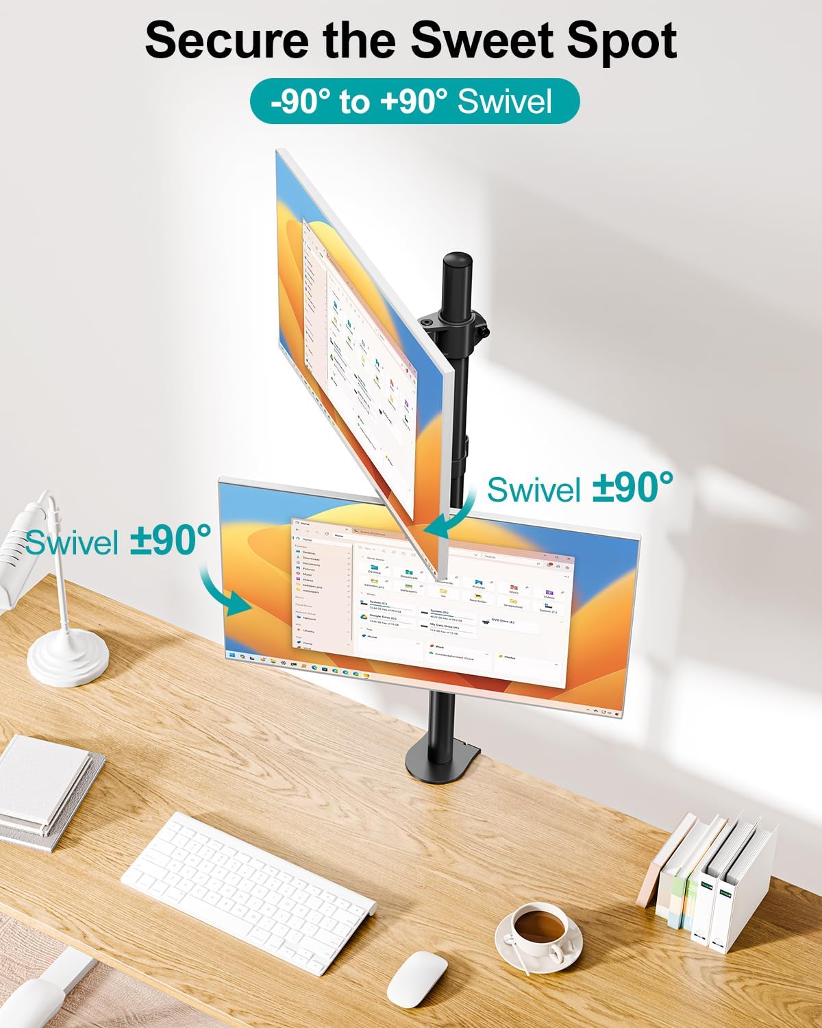 Stacked Monitor Mount for Max 32" Screens, Vertical Dual Monitor Stand