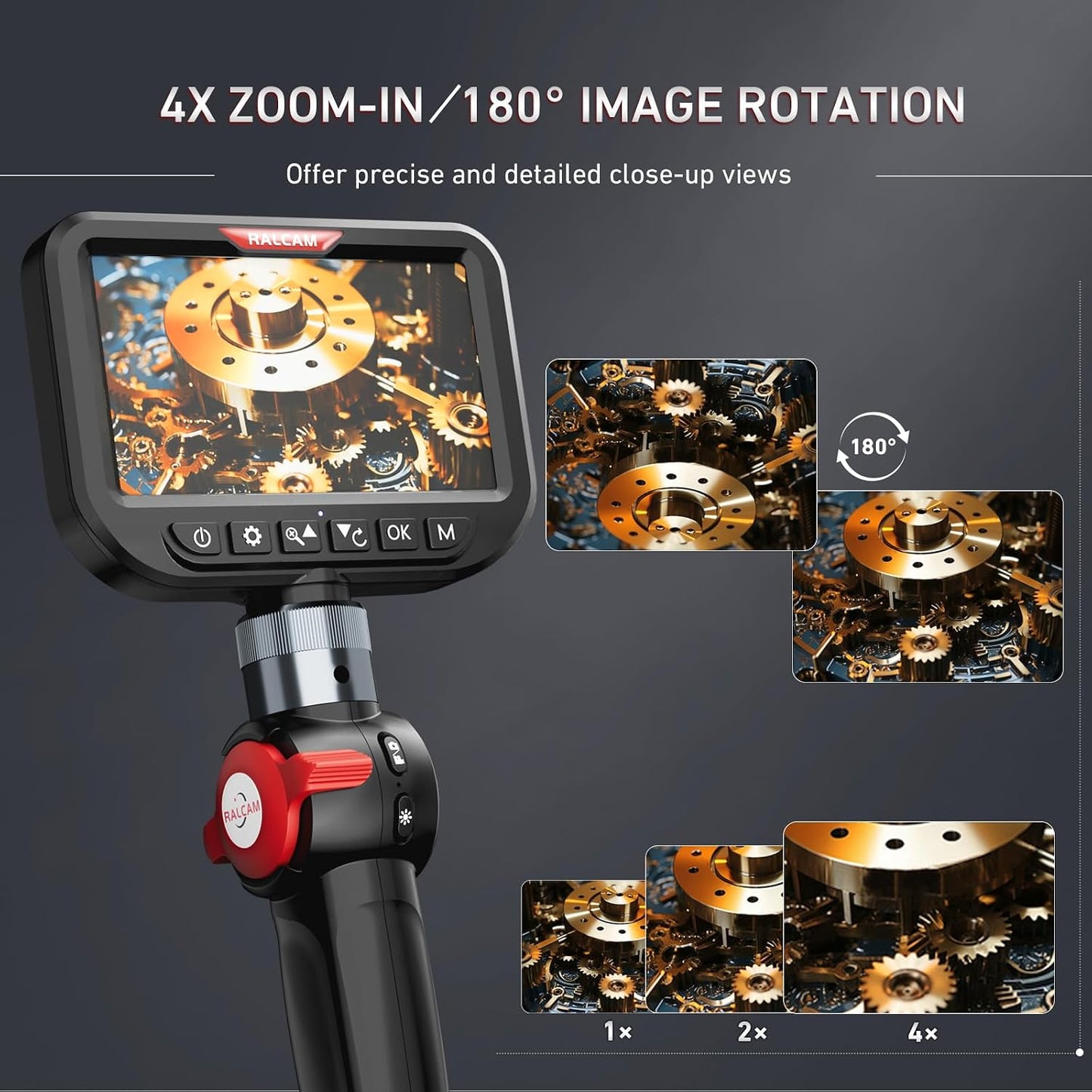 3.9mm Two-Way Articulating Borescope, 5 Inch HD Industrial Endoscope Inspection Camera with Light, Stainless Steel Flexible Fiber Optic Scope Camera 0.15in Automotive Mechanics Tool
