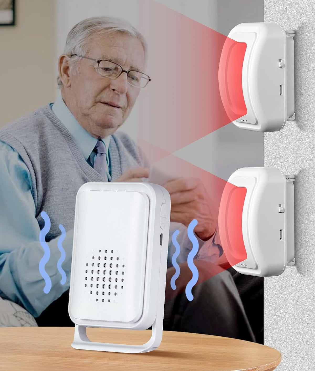 Newly Upgraded 2026 Bed Alarm for Elderly Dementia Patients - Wireless Fall Detection & Motion Sensor Alert System for Seniors, Dementia & Alzheimer Patients (2 Sensor + 1 Receiver)
