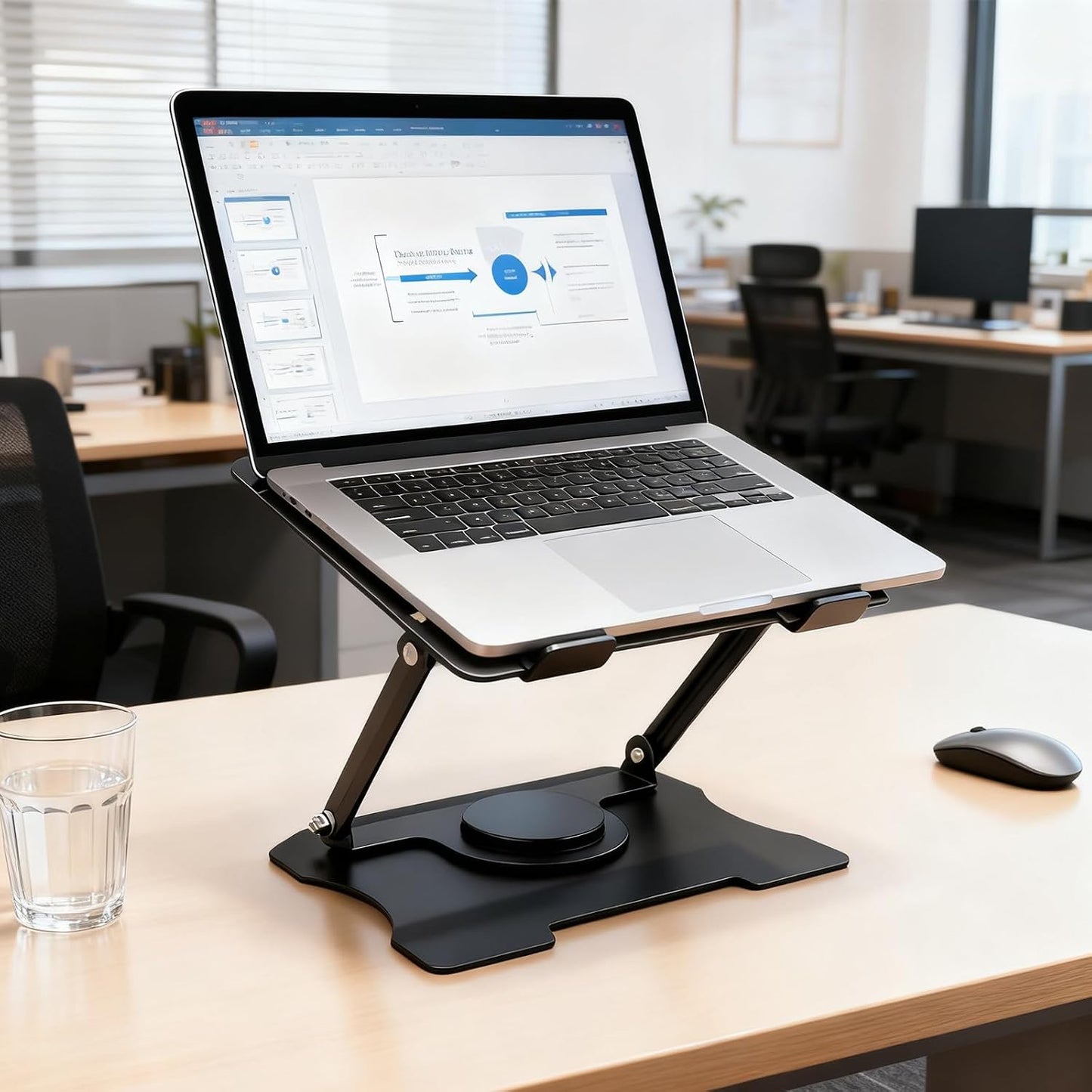 Foldable Ventilated Cooling Laptop Stand, Ergonomic Adjustable Laptop Riser for Desk, Height Adjustable Notebook Holder Compatible with 10–17.3 Inch Laptops