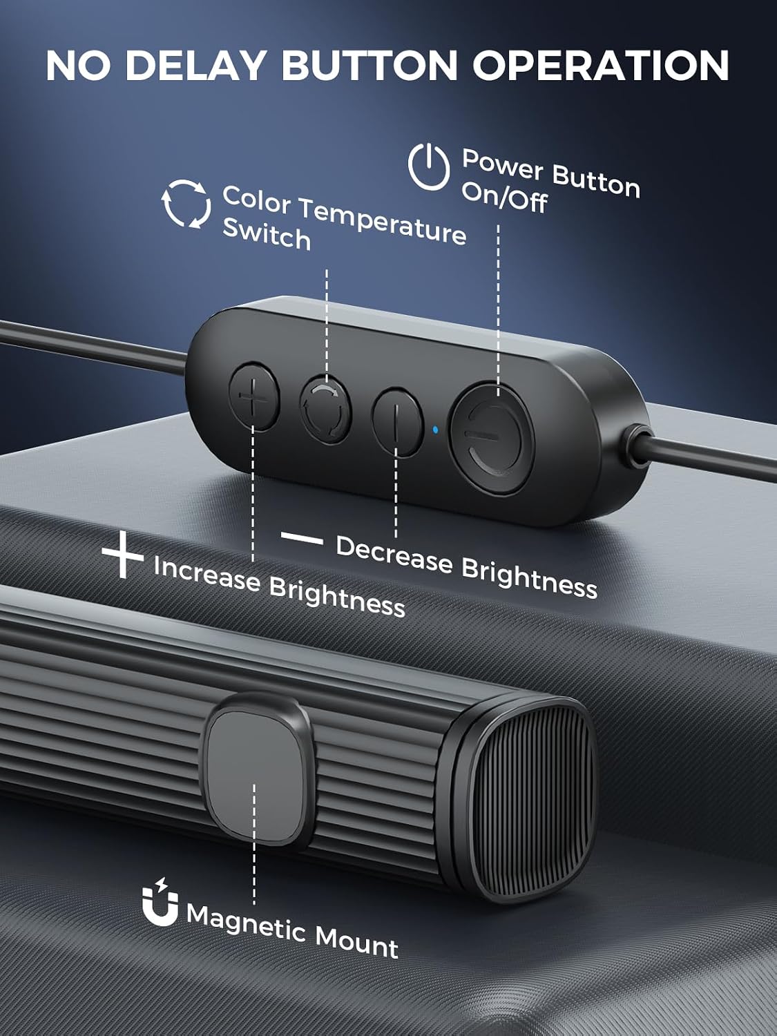 Smiling Shark Monitor Light Bar with Magnetic 3 Color Temperature Dimmable
