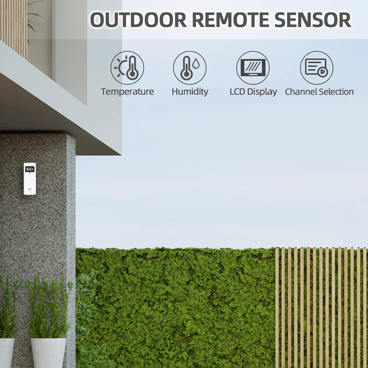 LFF Wireless Remote Sensor With Indoor Outdoor Temperature and Humidity, LCD Display for Weather Station, Atomic Clock - Updated Version