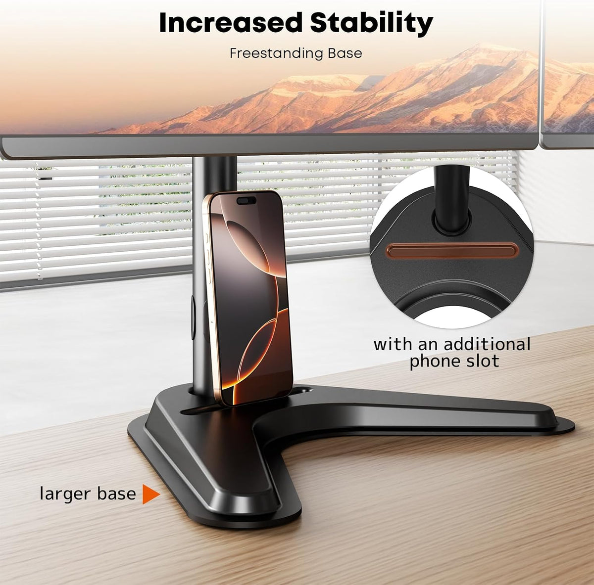 Dual Monitor Stand fits 17-40 inch, Free Standing Heavy Duty Monitor Mount