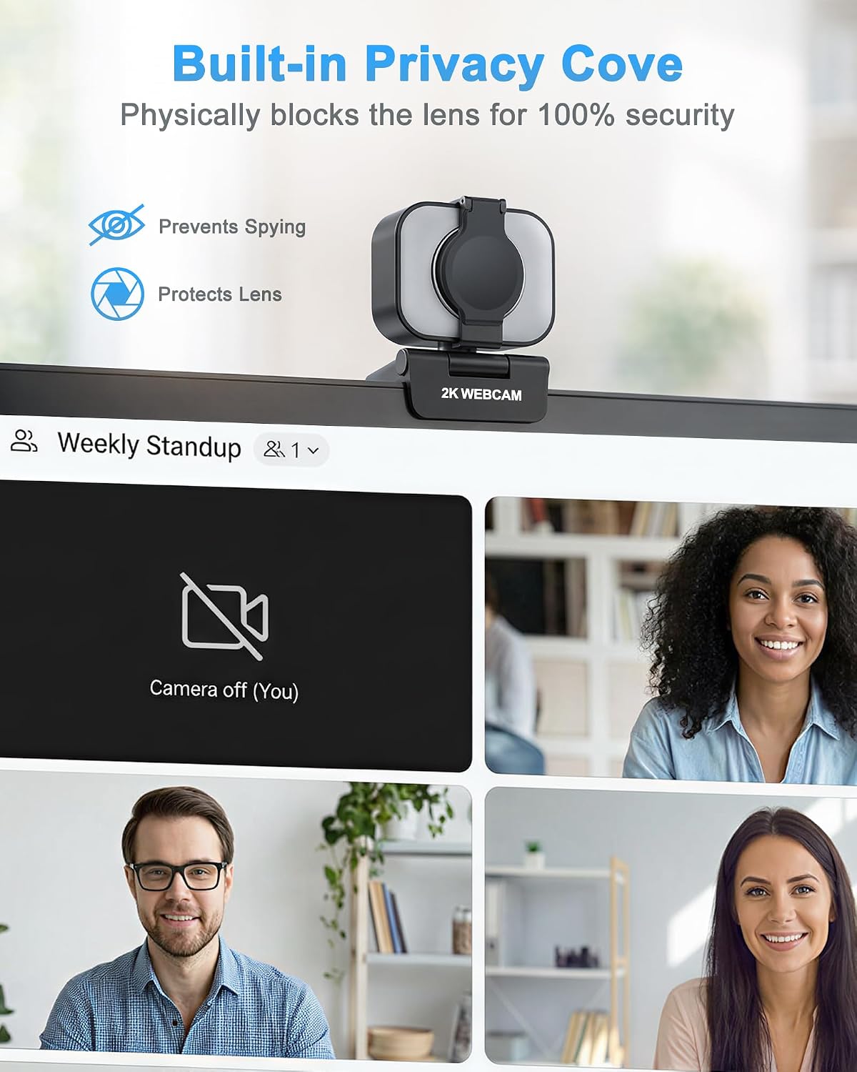 Atatat 2K Webcam for PC with Light, Microphone, Privacy Cover | Autofocus Web Camera for Desktop/Laptop/Monitor/Mac, Computer Camera for Zoom/Skype/Teams/Video Calling/Meeting