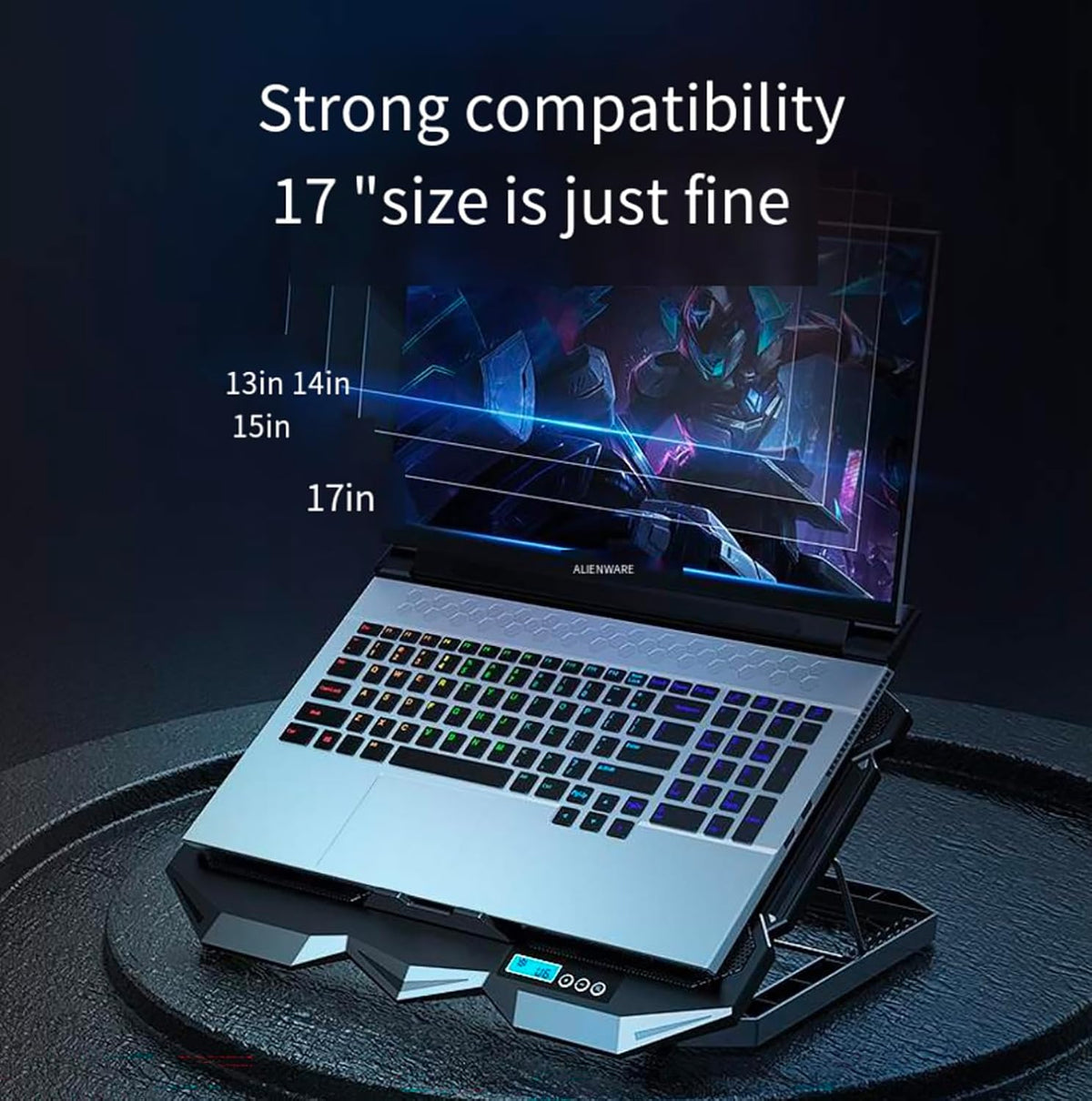 Cooling pad for Hp Victus by HP 15.6 inch Gaming Laptop 15-fb0000 Gaming laptops, Laptop Cooler with 4 Fans, LCD Display Screen, 4 Height, 2 USB-A Port Laptop Stand