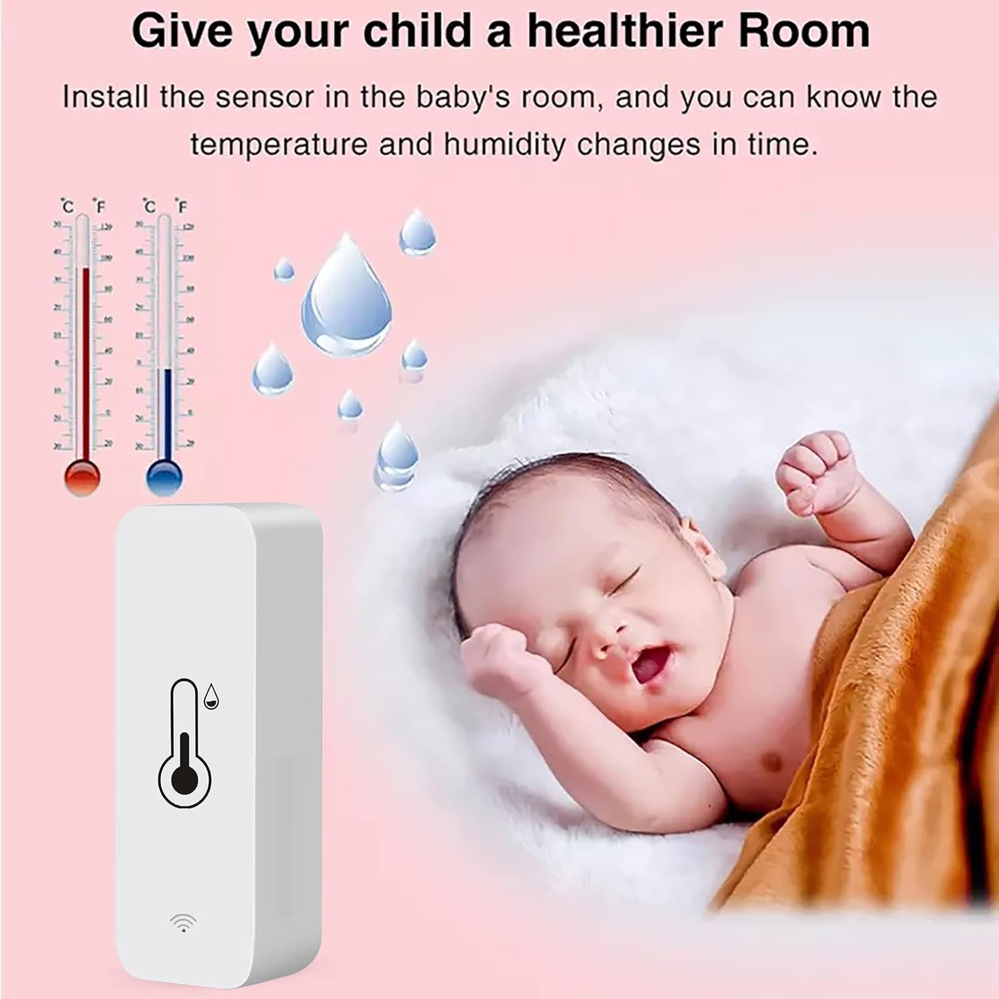 WiFi Thermometer Hygrometer Sensor, Wireless Temperature and Humidity Sensor for Indoor and Outdoor Use with Remote App Notification Alarm, Works with The Tuya App (1 Pack)