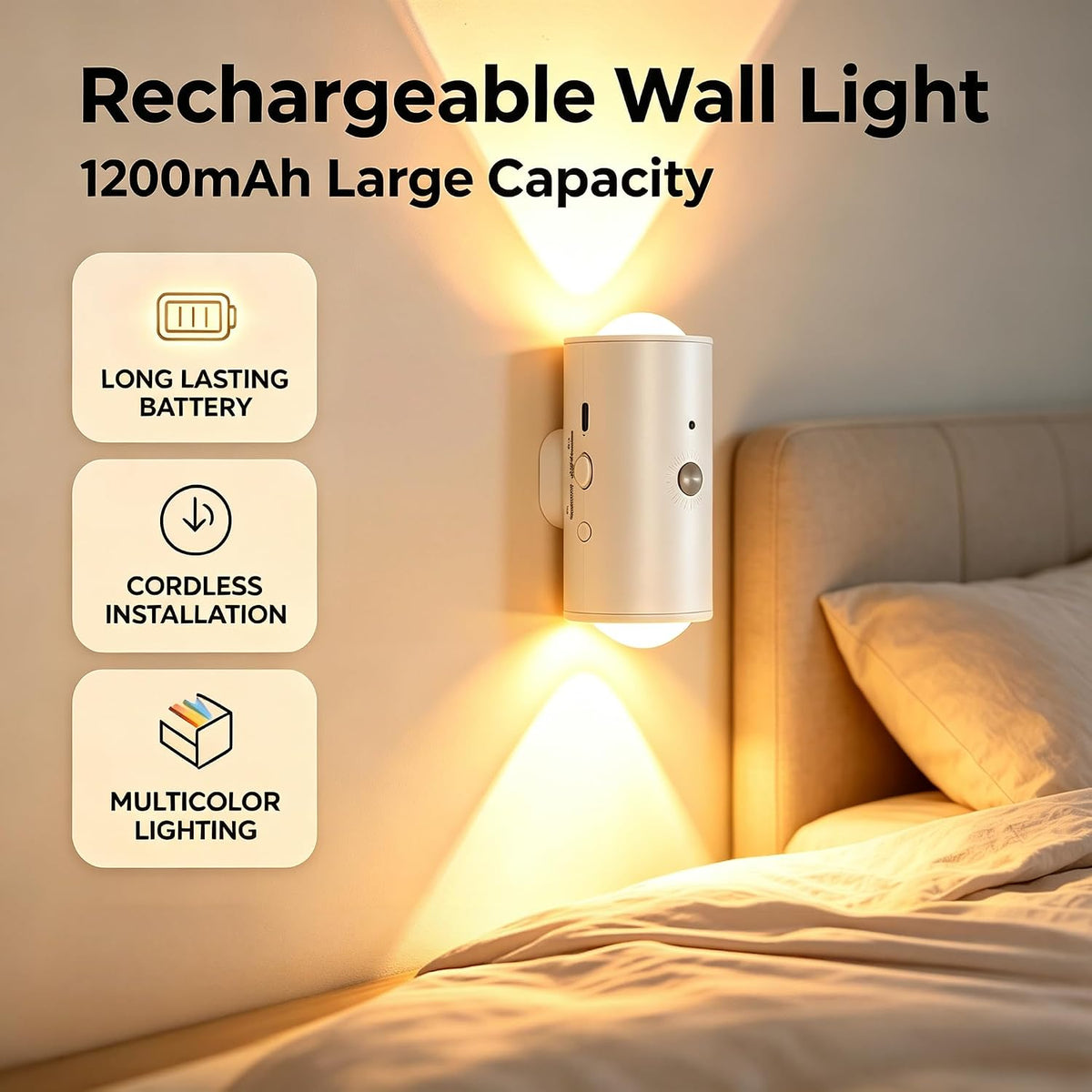 4 Pack RGB Dynamic Gradient Step Light, Rechargeable Motion Sensor LED Lamp