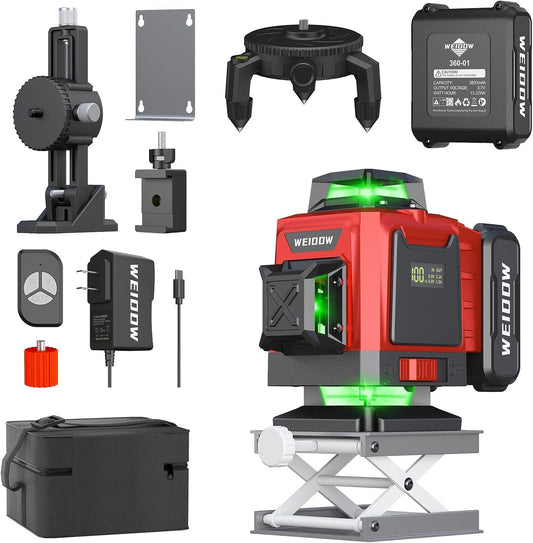 WEIDDW Laser Level 360° Green Cross Line Self Leveling Laser Measuring Tool