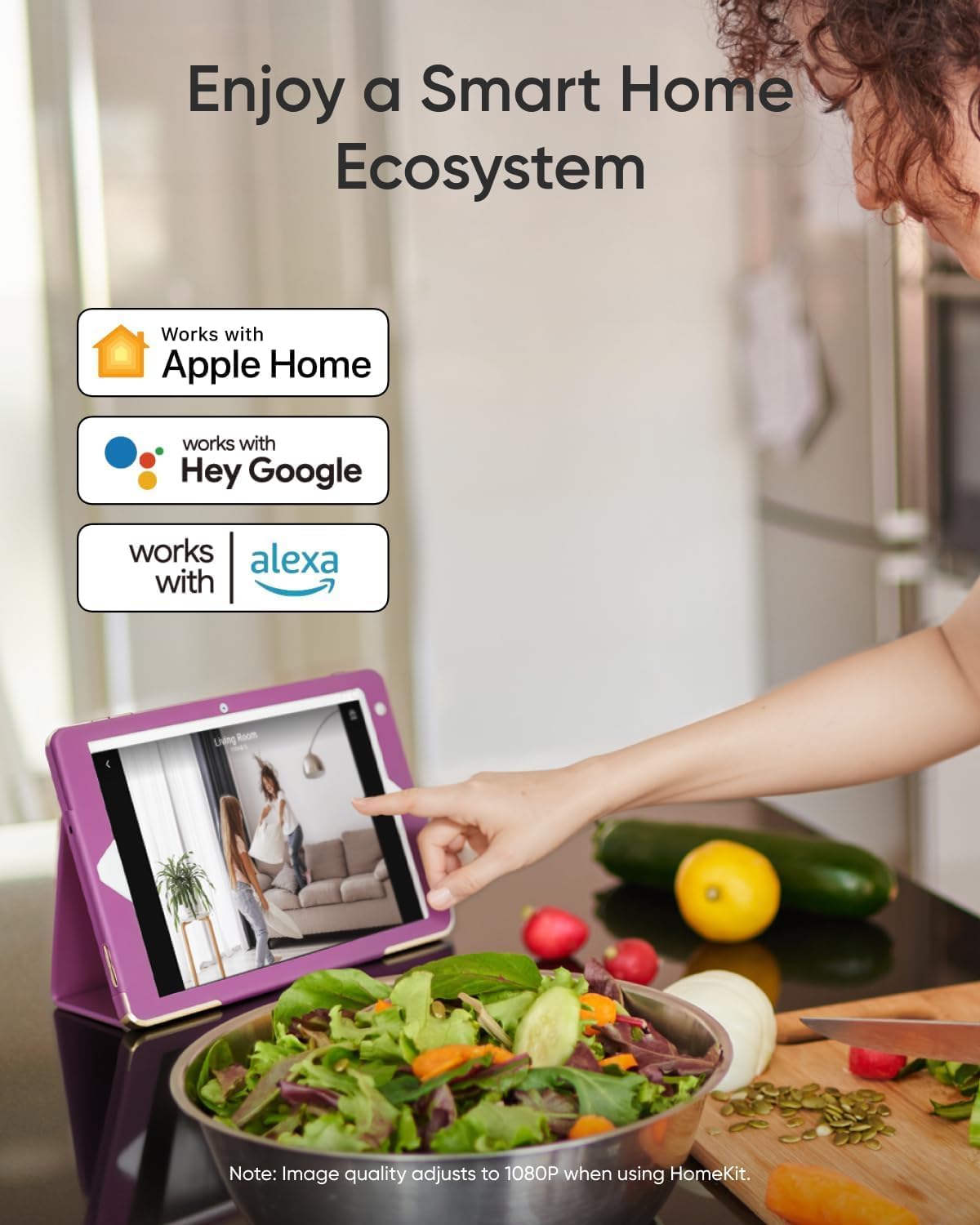 eufy Security 4K Indoor Camera E30, No Subscription, Work as Pet Camera | Nanny/Baby Monitor, Pan&Tilt, AI Tracking, AI Detection, 24/7 Recording, Color Night Vision, Two-Way Audio,Works with HomeKit
